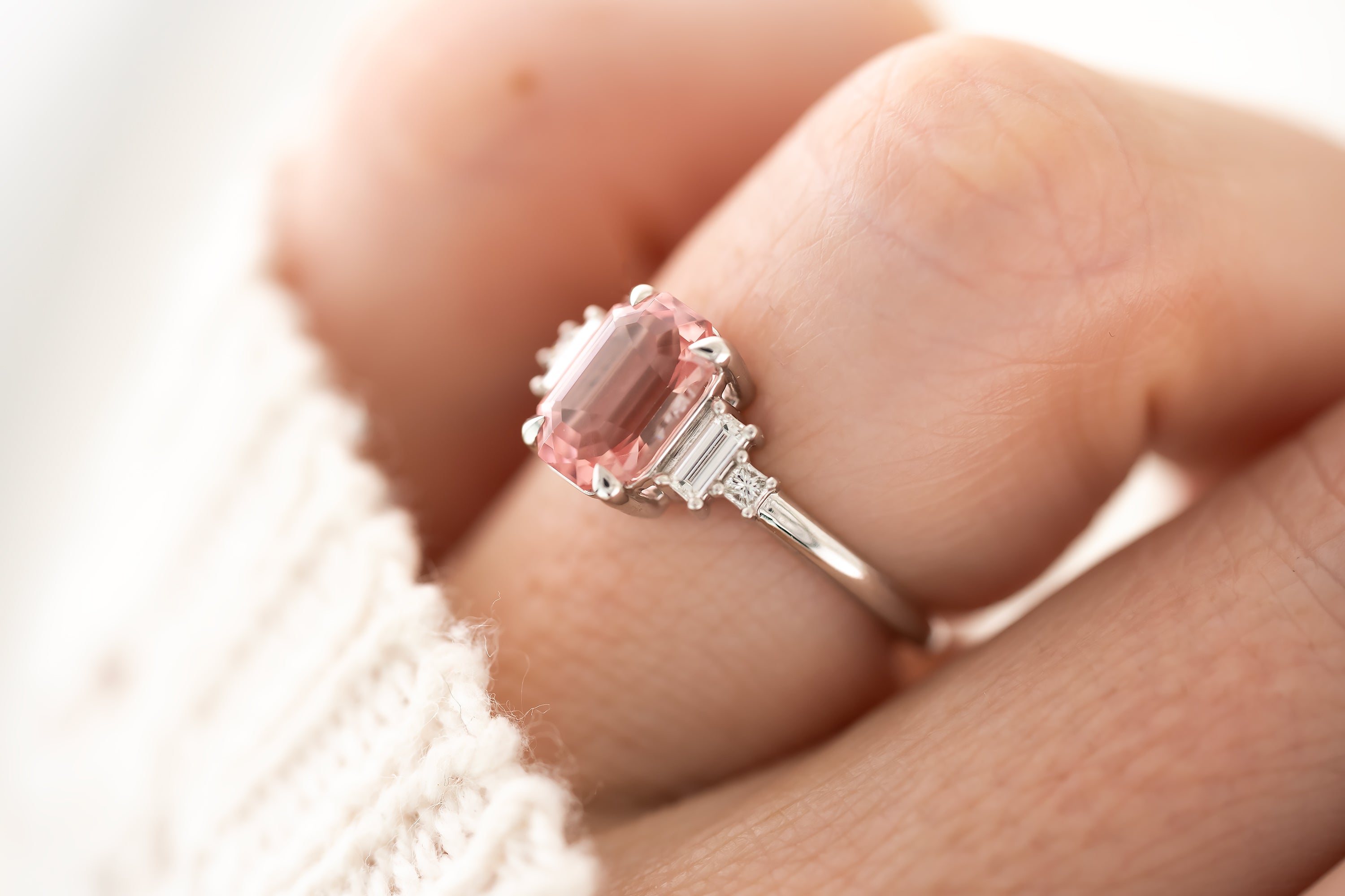 The Mira Ring | 1.62 CT Emerald Cut Pink Tourmaline - Lavender Creek Gems