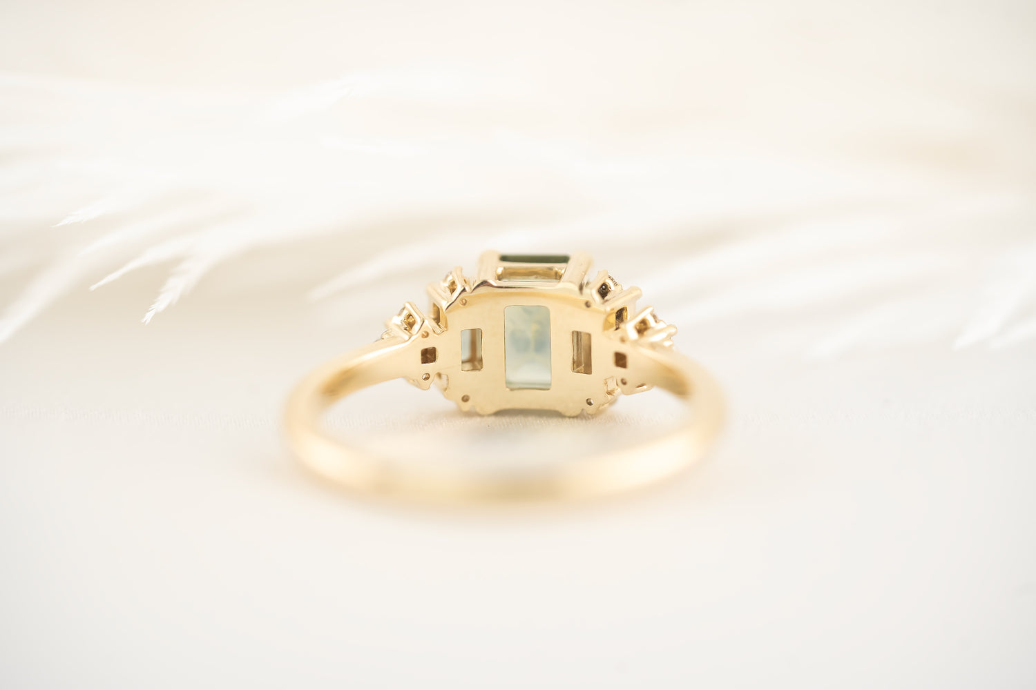 The Mira Ring With Accents - 1.1 Emerald Cut Montana Sapphire - Lavender Creek Gems