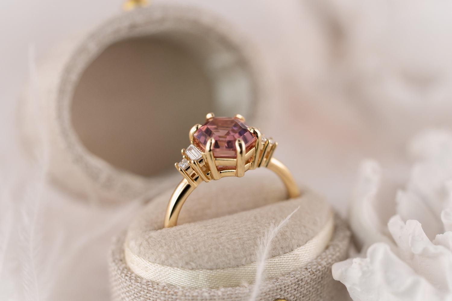 The Mira Ring | 2.45 CT Elongated Hexagon Pink Tourmaline - Lavender Creek Gems