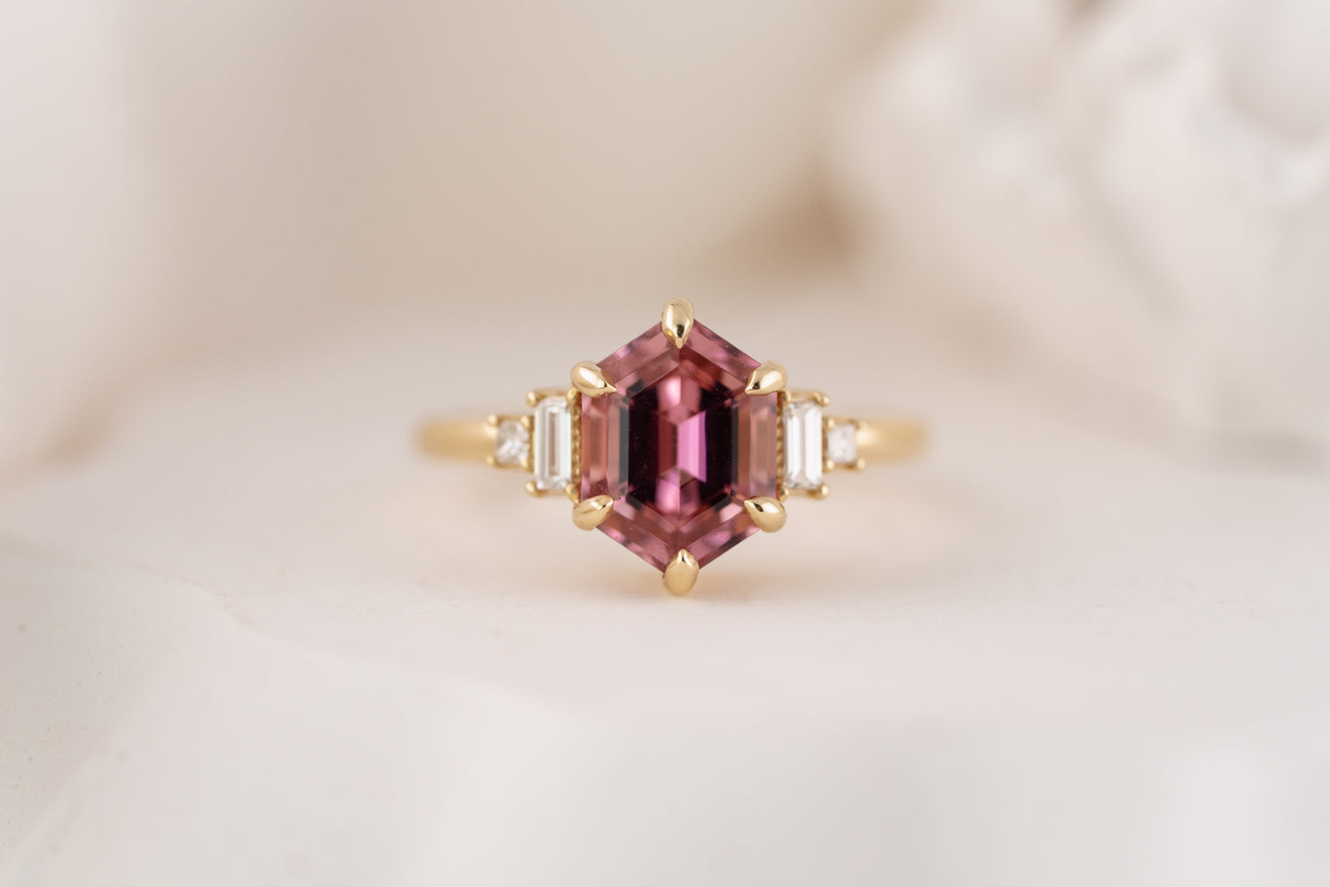 The Mira Ring | 2.45 CT Elongated Hexagon Pink Tourmaline - Lavender Creek Gems