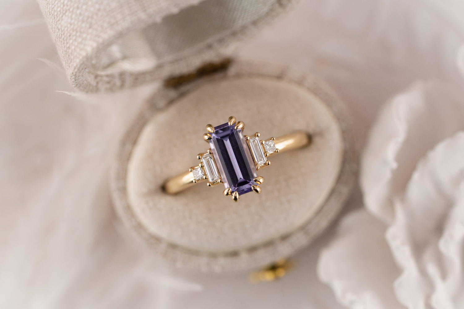 The Mira Ring | 1.44 CT Emerald Cut Purple Sapphire - Lavender Creek Gems
