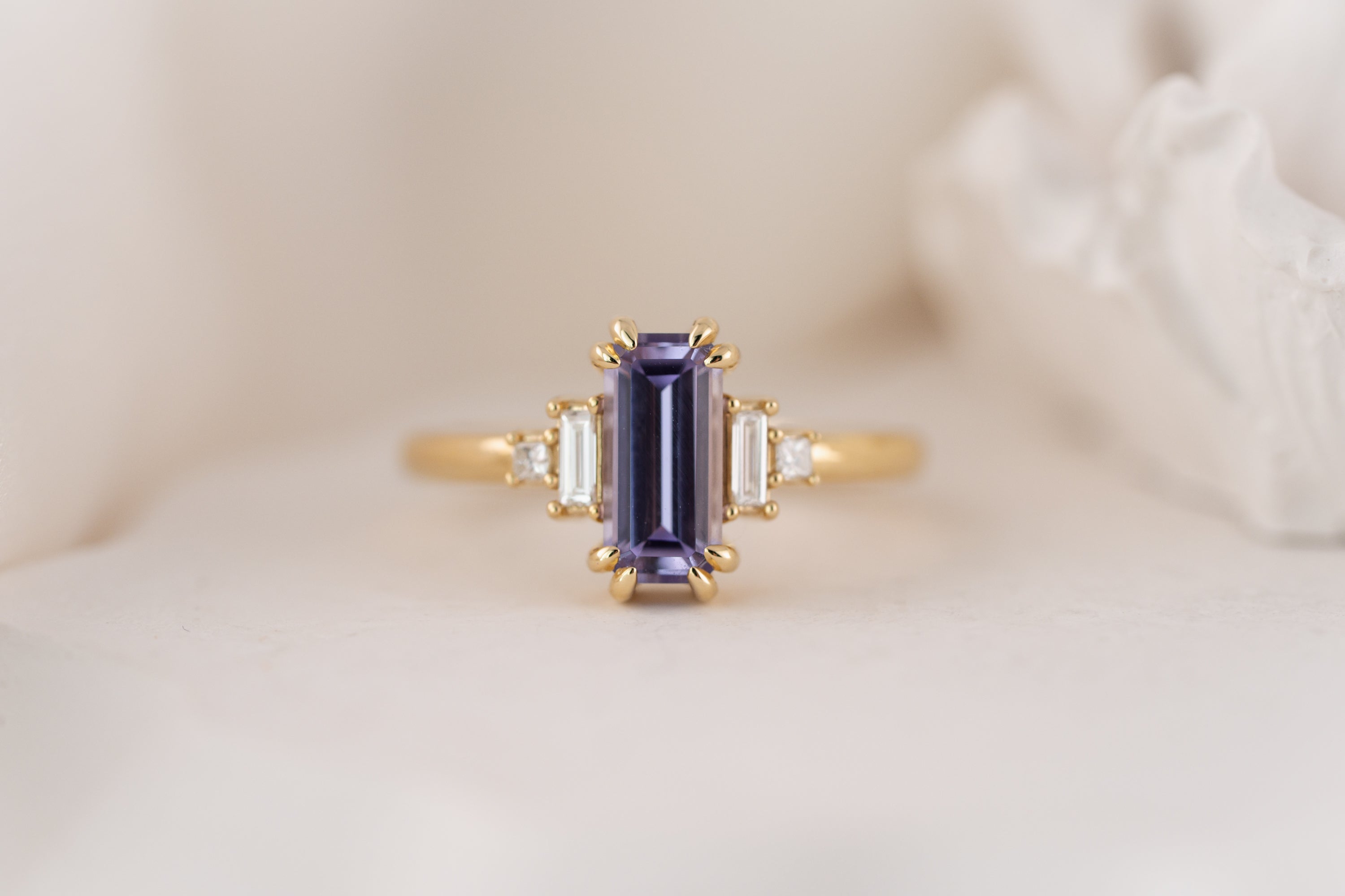 The Mira Ring | 1.44 CT Emerald Cut Purple Sapphire