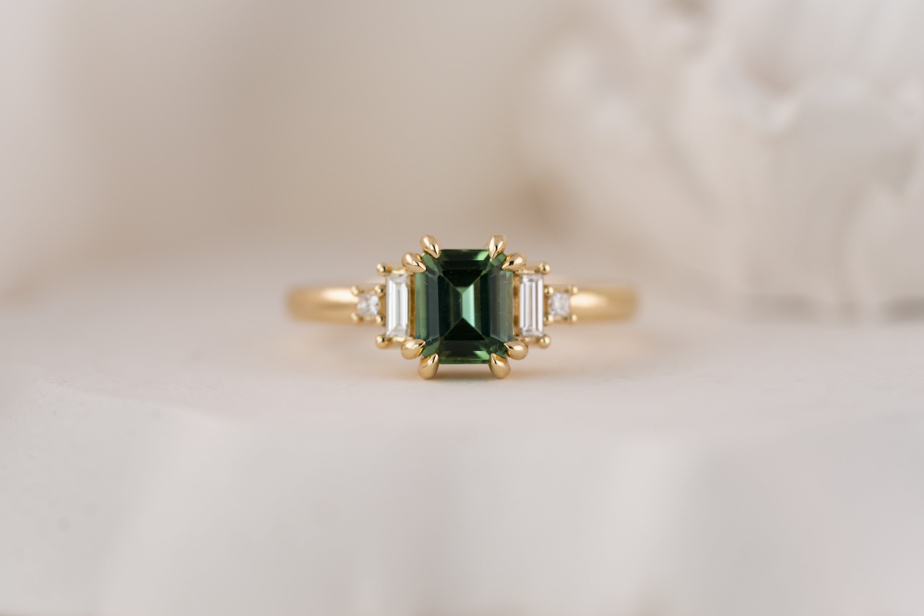 The Mira Ring | 1.18 CT Emerald Cut Lagoon Tourmaline