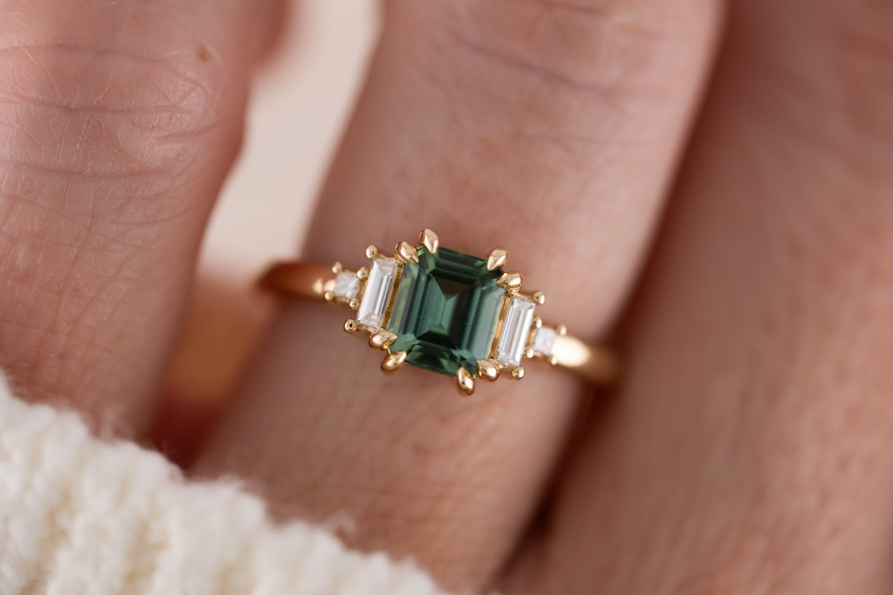 The Mira Ring | 1.18 CT Emerald Cut Lagoon Tourmaline