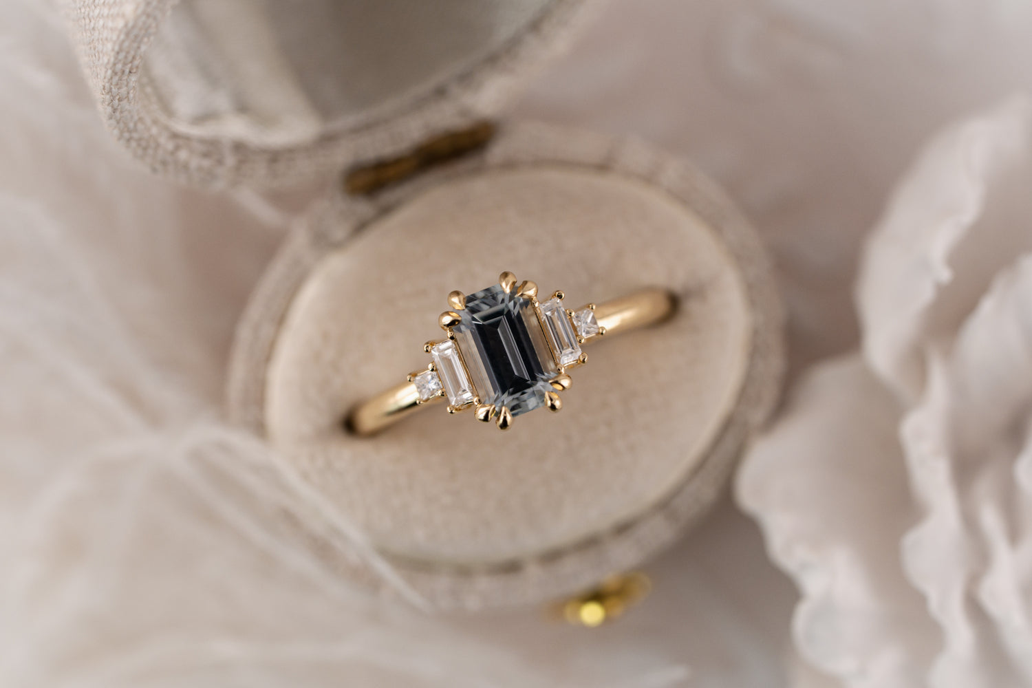 The Mira Ring | 1.22 CT Emerald Cut Pale Blue Sapphire - Lavender Creek Gems