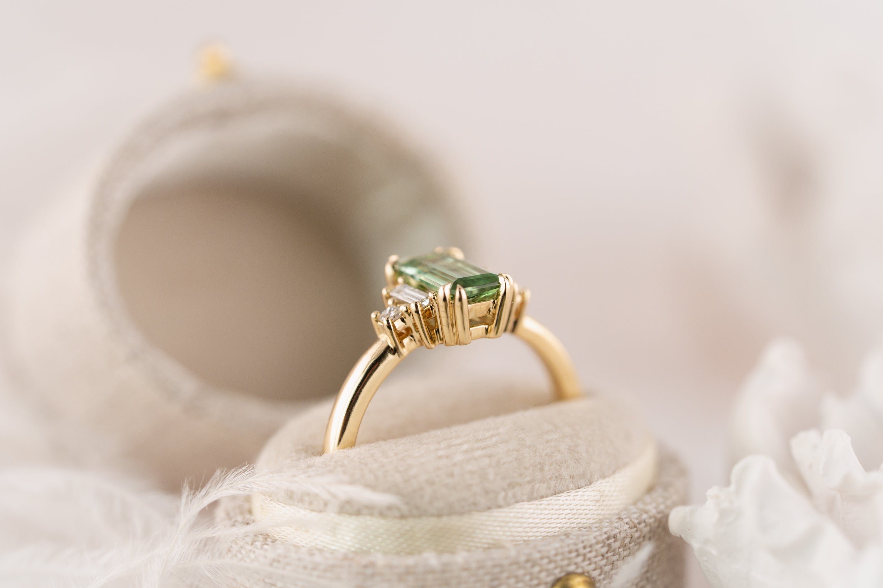 The Mira Ring | 1.38 CT Emerald Cut Lagoon Tourmaline