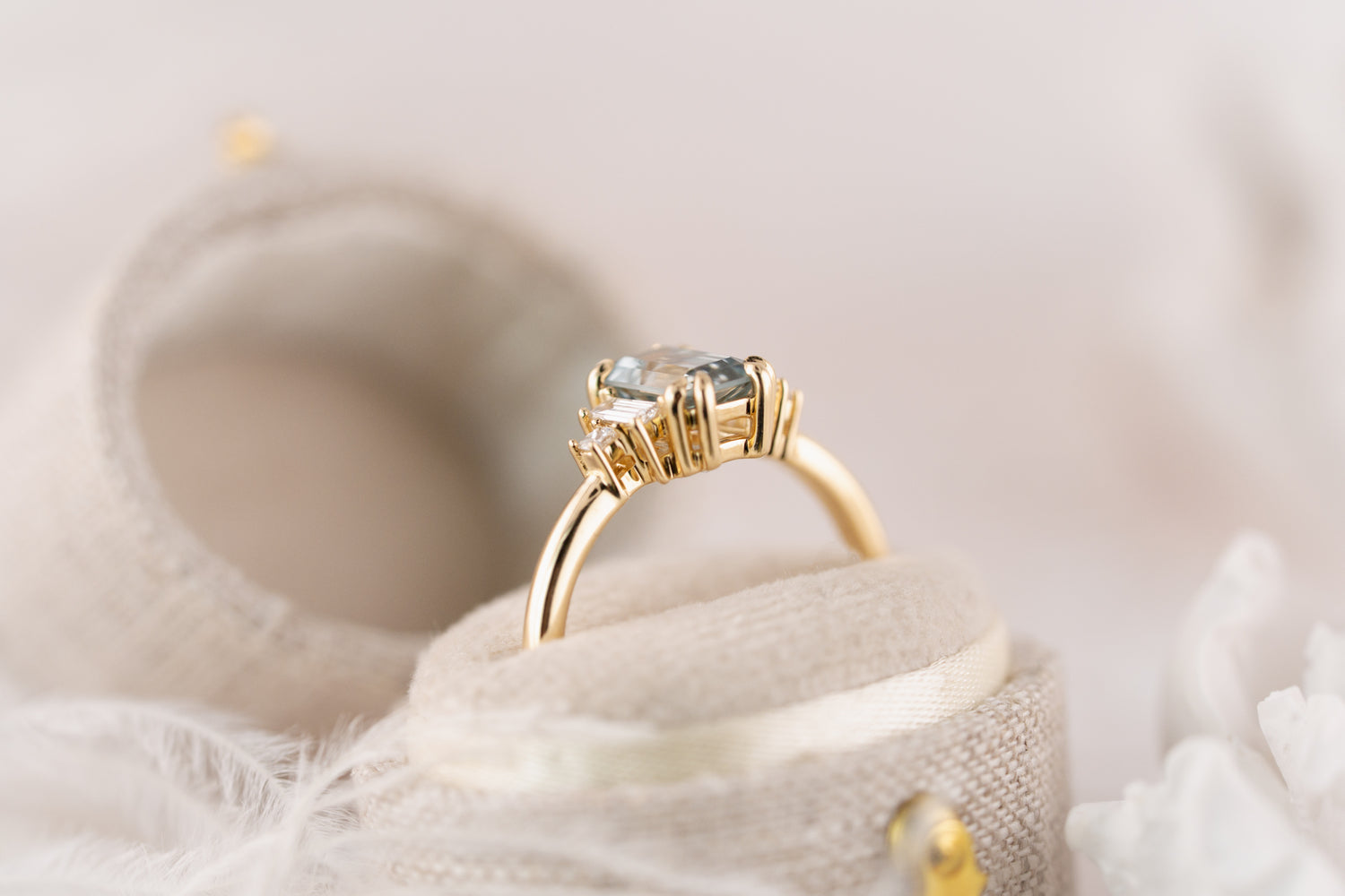 The Mira Ring | 1.22 CT Emerald Cut Pale Blue Sapphire - Lavender Creek Gems