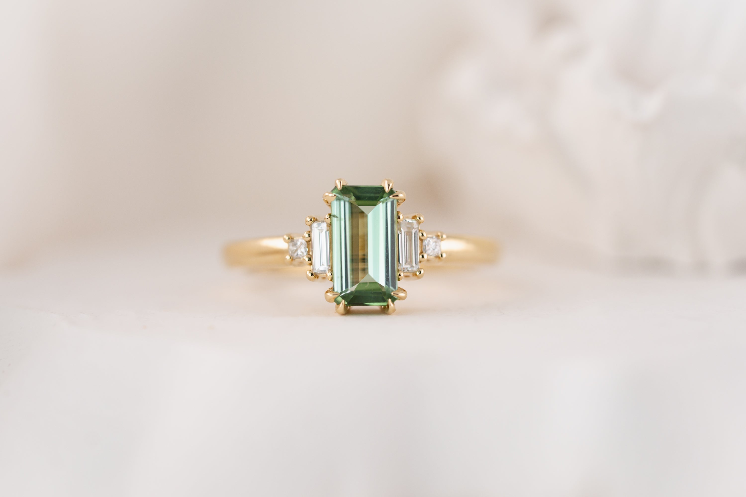 The Mira Ring | 1.38 CT Emerald Cut Lagoon Tourmaline