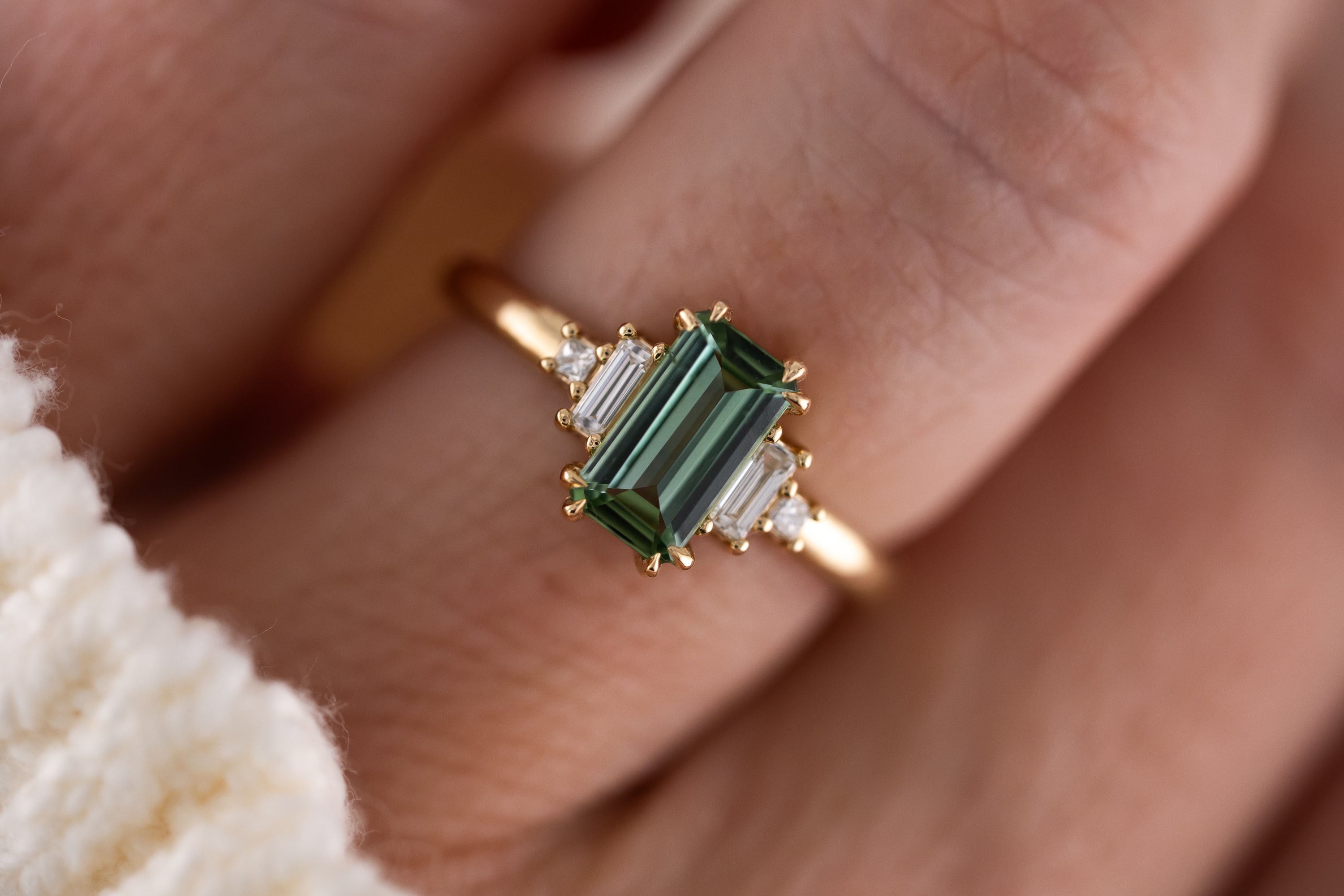 The Mira Ring | 1.38 CT Emerald Cut Lagoon Tourmaline