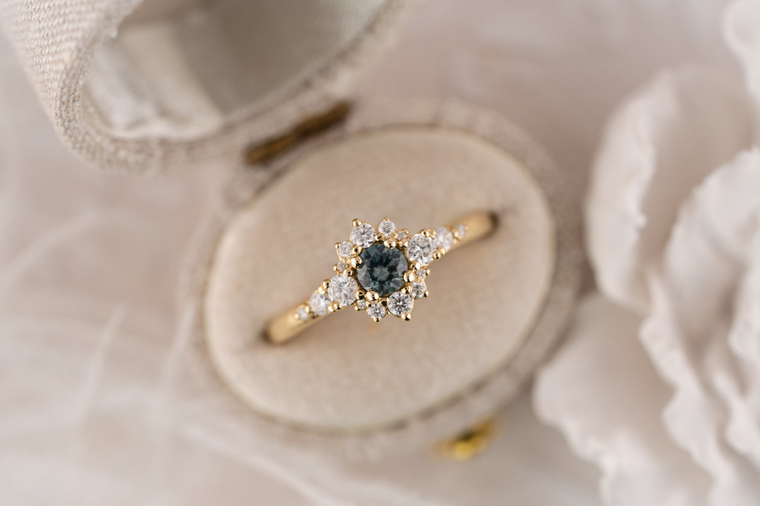 The Bloom Ring | Teal Sapphire - Lavender Creek Gems