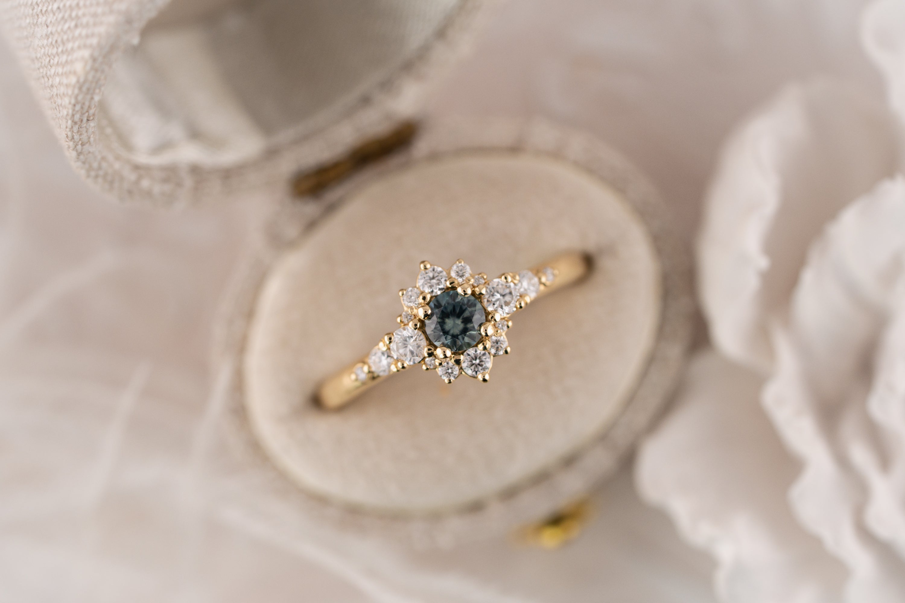 The Bloom Ring | Teal Sapphire - Lavender Creek Gems