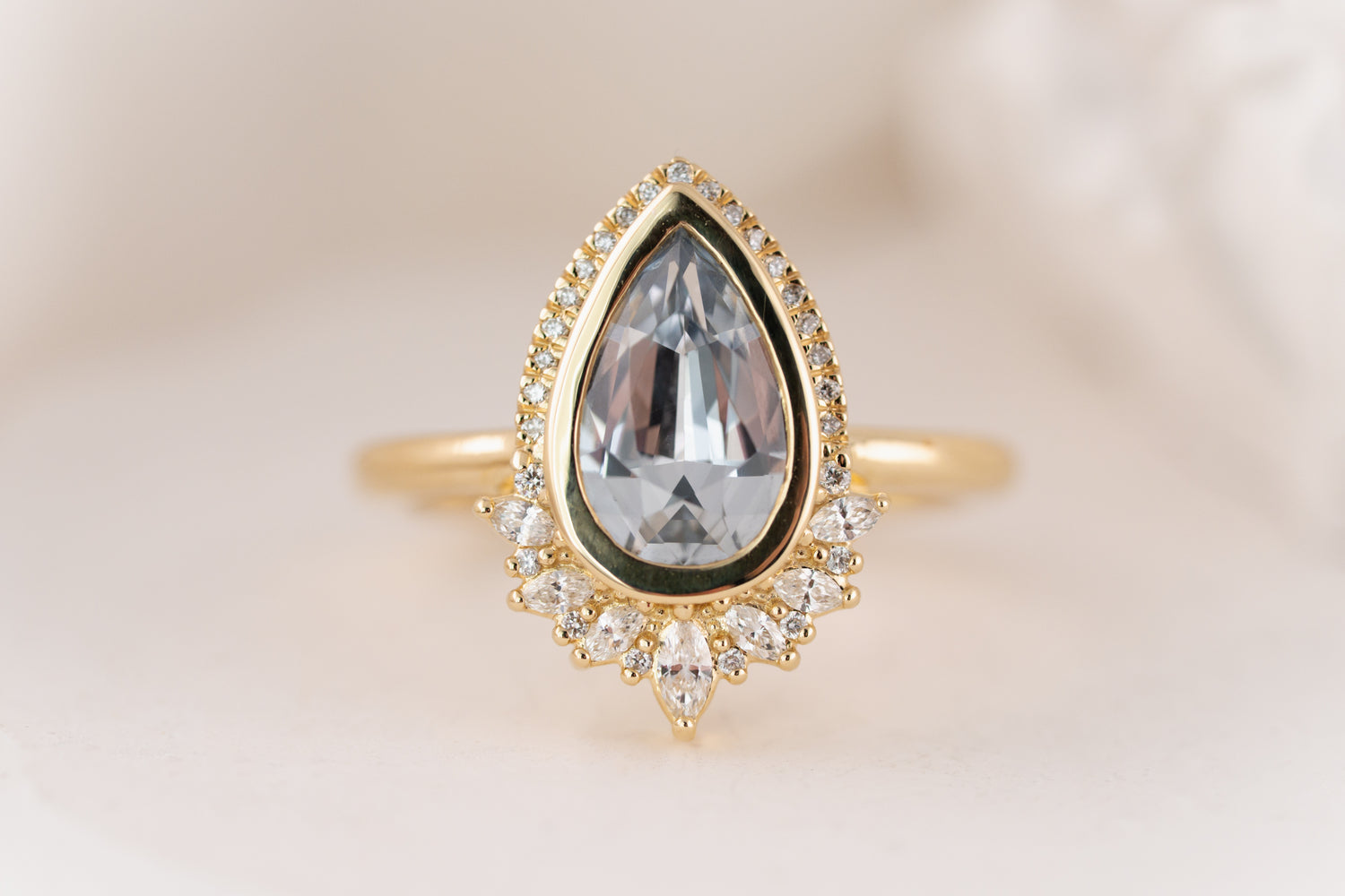 The Penelope Ring | 1.98 CT Pear Light Blue Sapphire - Lavender Creek Gems