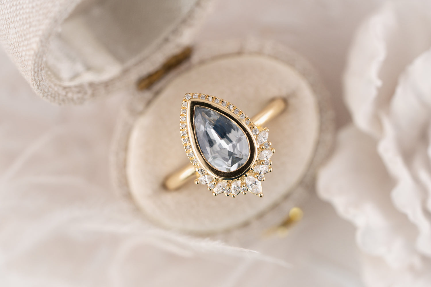 The Penelope Ring | 1.98 CT Pear Light Blue Sapphire - Lavender Creek Gems