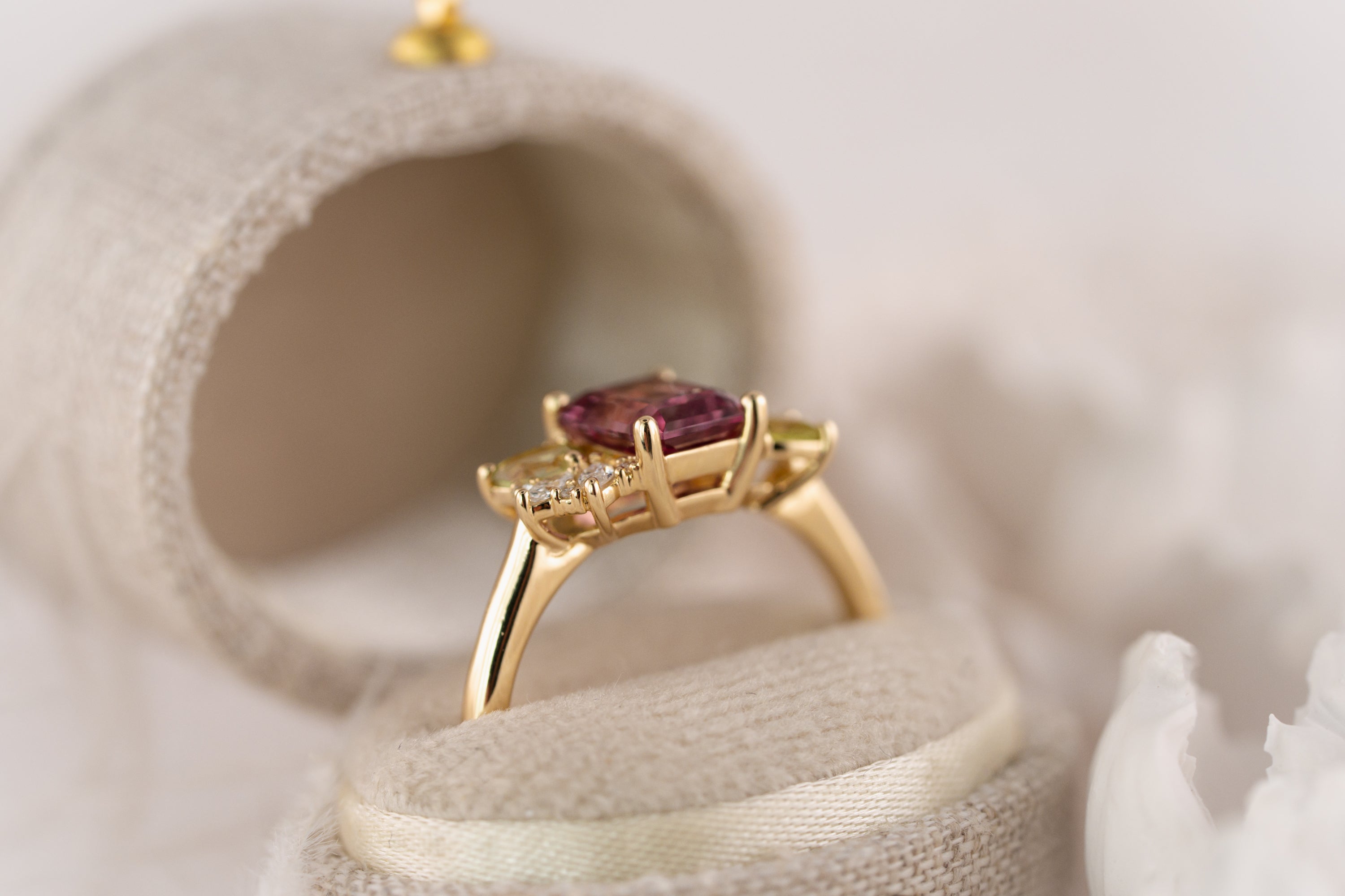 The Fleur Ring | 1.58 CT Radiant Pink Garnet