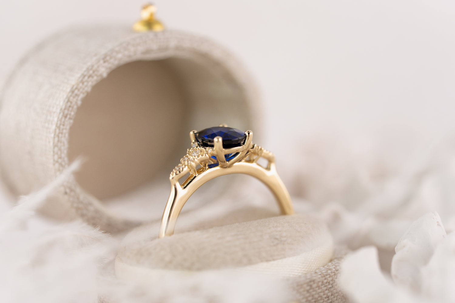The Art Deco Maeve Ring | 1.29 CT Oval Royal Blue Sapphire - Lavender Creek Gems