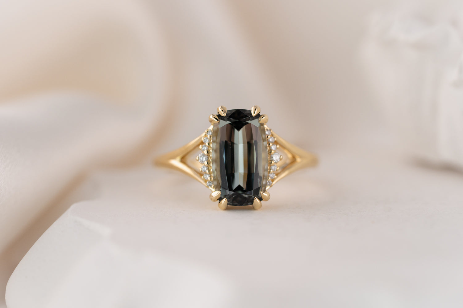 The Serendipity Ring | 2.78 CT Elongated Cushion Gray Tourmaline - Lavender Creek Gems