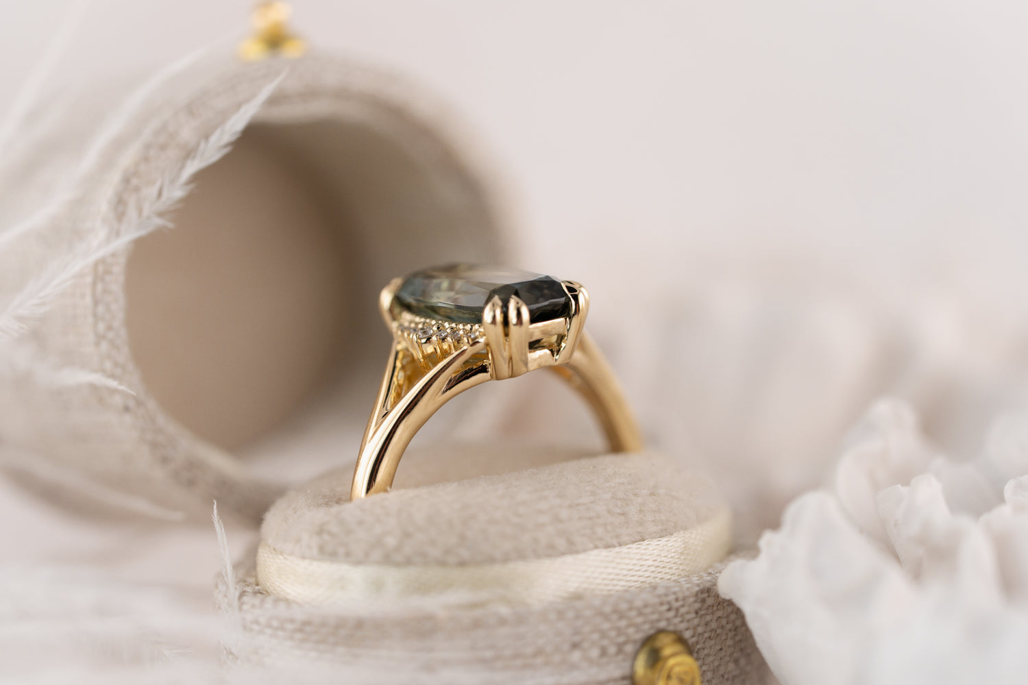 The Serendipity Ring | 2.78 CT Elongated Cushion Gray Tourmaline - Lavender Creek Gems