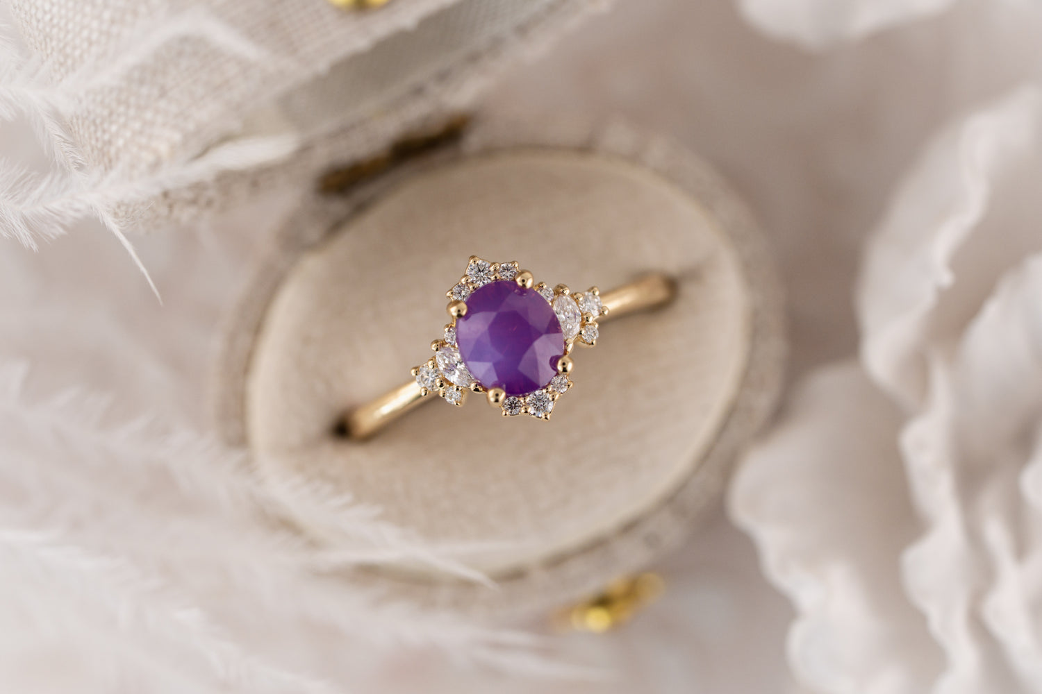 The Naevia Ring | 1.31 CT Oval Pink Opalescent Sapphire - Lavender Creek Gems