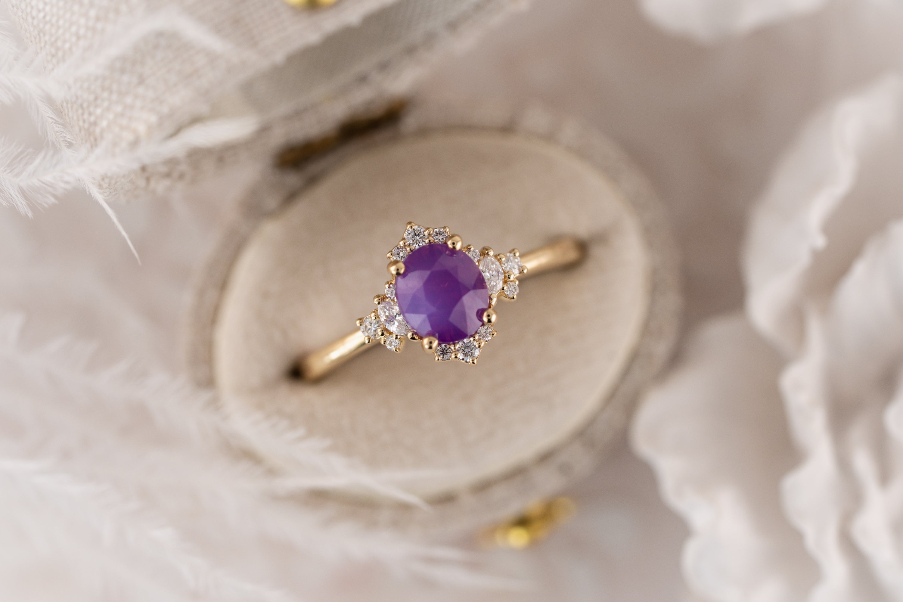 The Naevia Ring | 1.31 CT Oval Pink Opalescent Sapphire