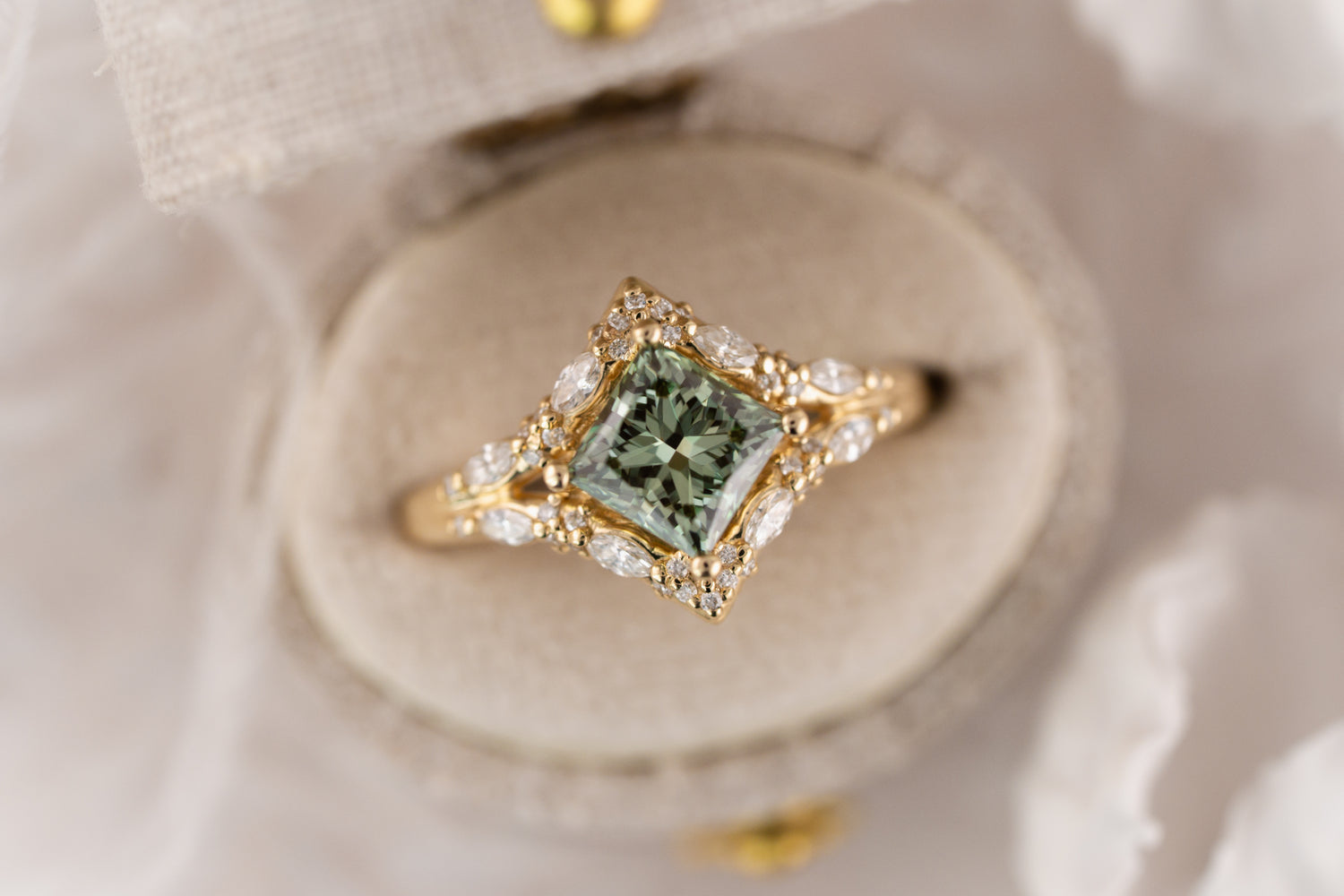 The Oracle Ring | 1.5 CT Princess Green Diamond - Lavender Creek Gems