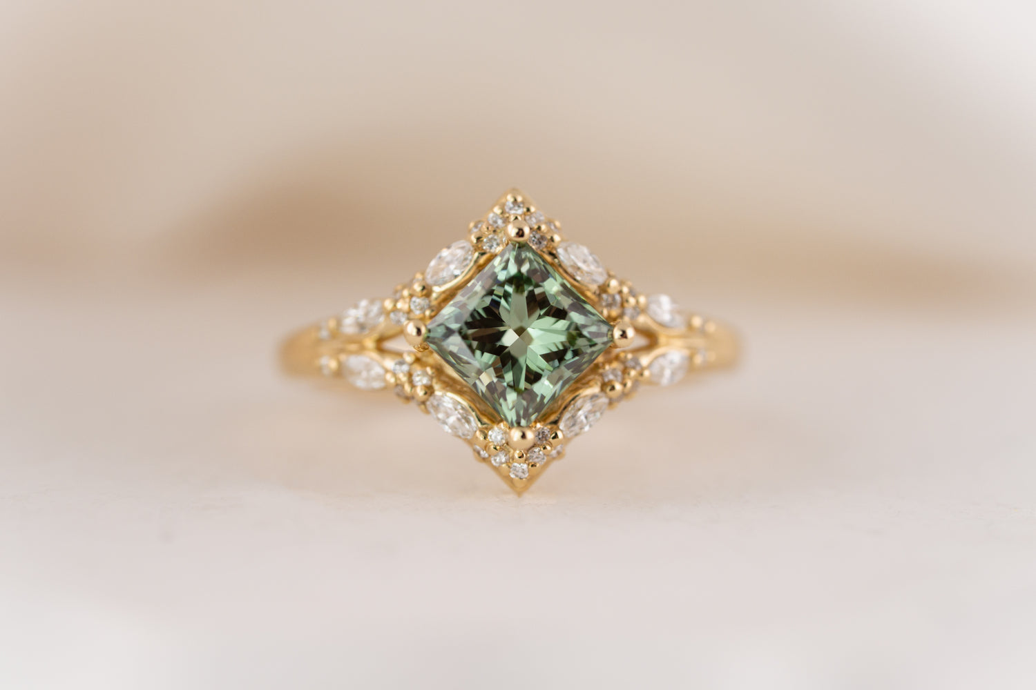 The Oracle Ring | 1.5 CT Princess Green Diamond - Lavender Creek Gems