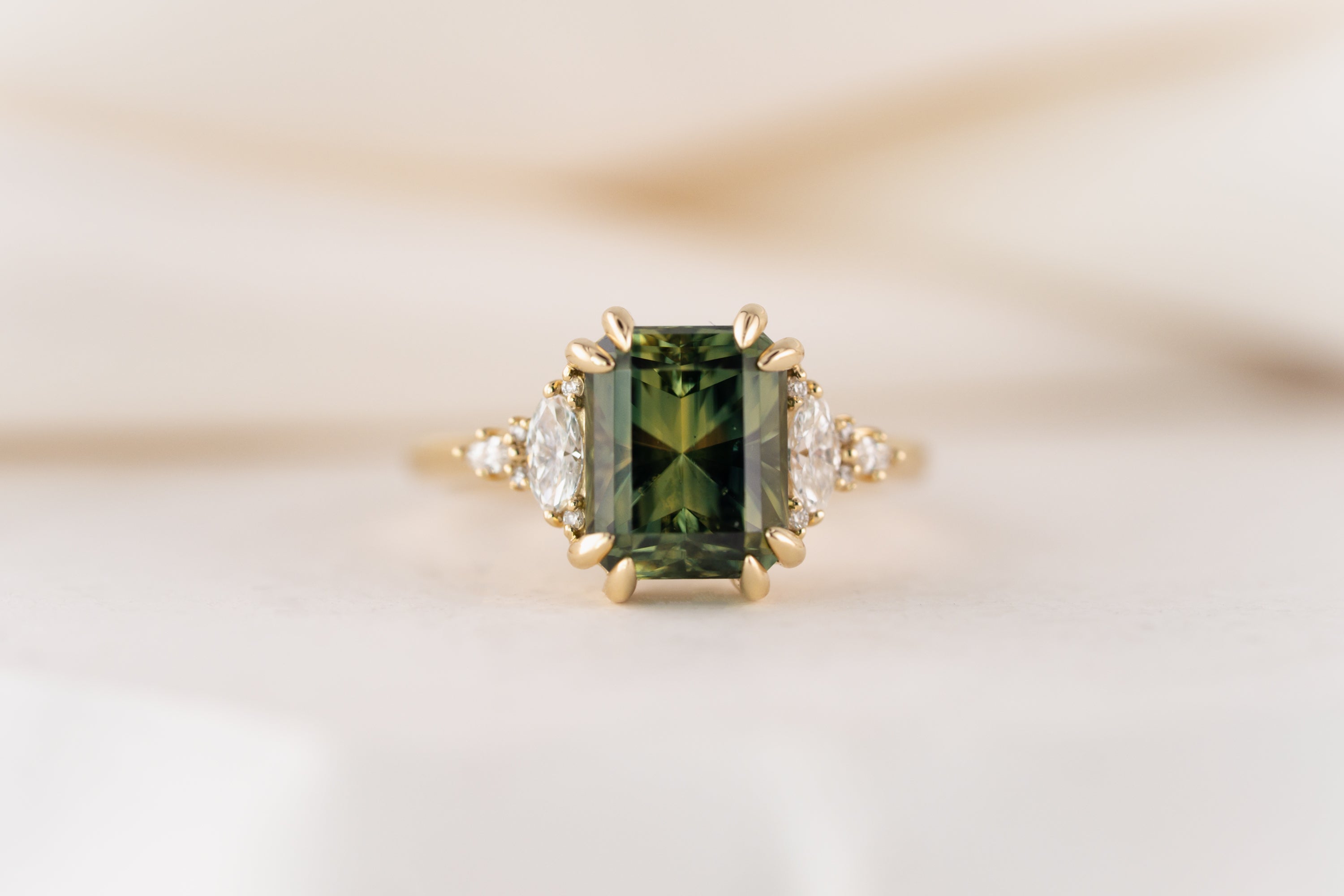 The Maeve Ring | 4.7 CT Radiant Green Sapphire