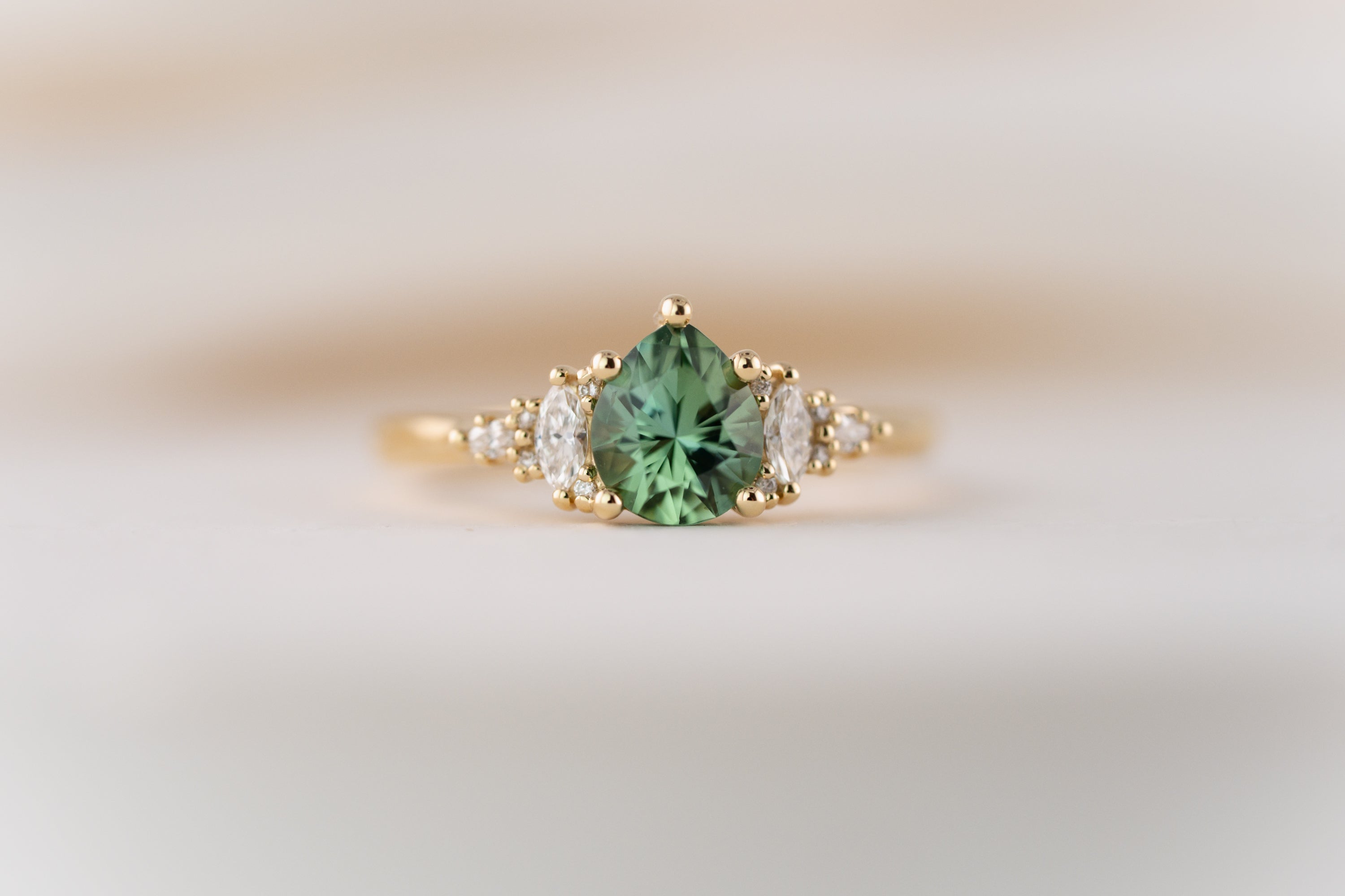 The Maeve Ring | 0.95 CT Pear Lagoon Tourmaline