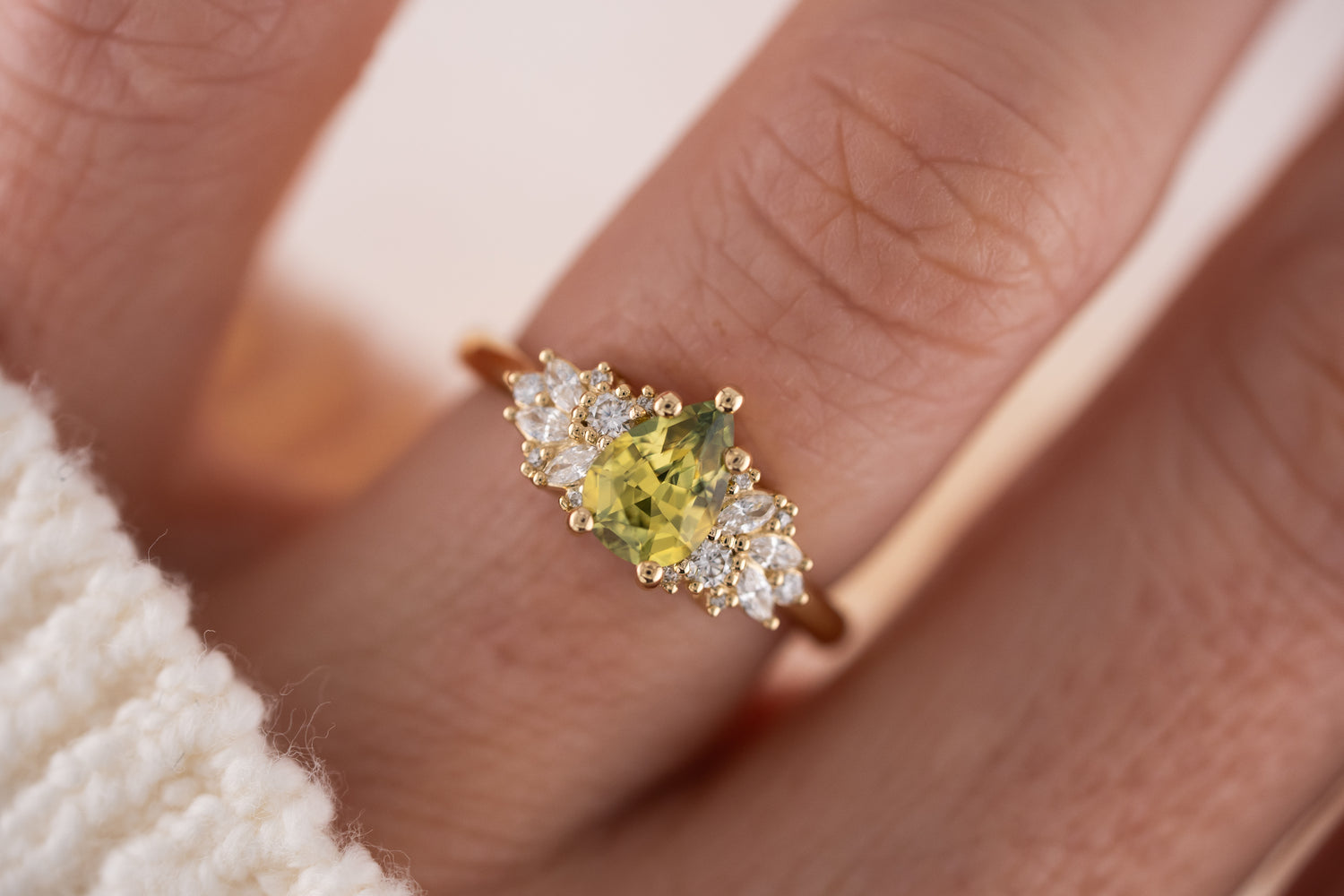 The Rosalie Ring | 1.09 CT Pear Green Sapphire - Lavender Creek Gems