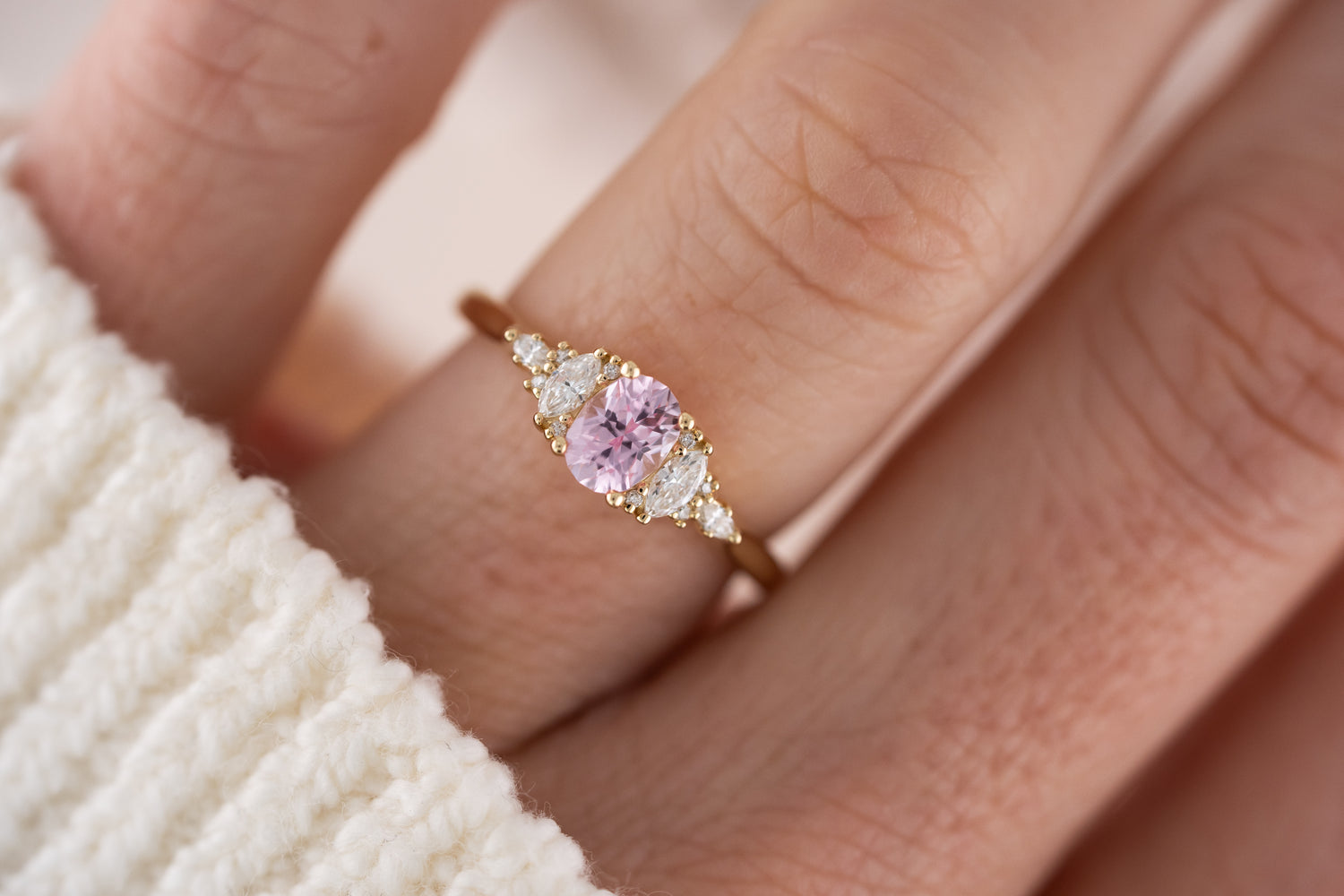 The Maeve Ring | 0.77 CT Oval Pink Sapphire - Lavender Creek Gems