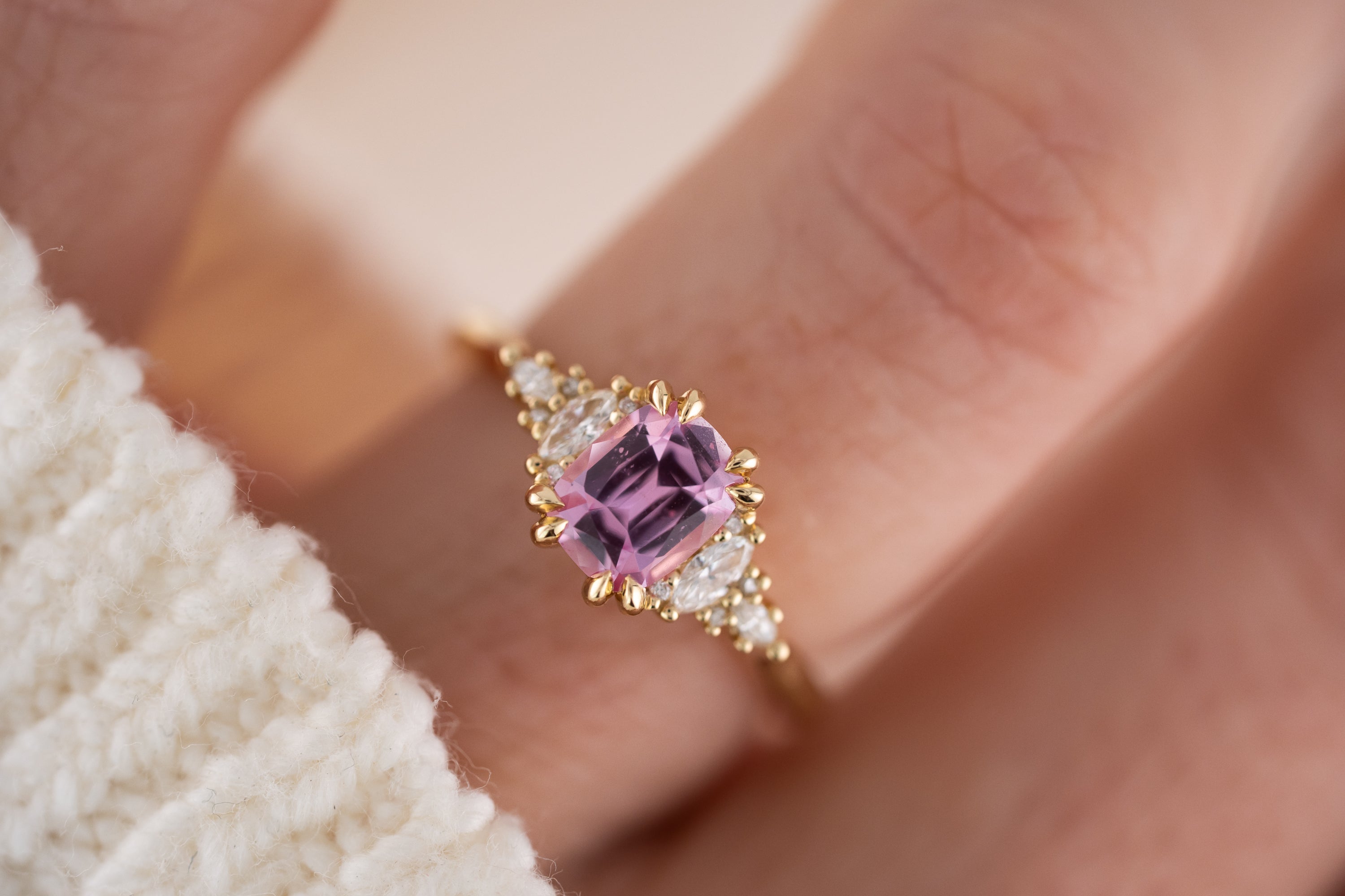 The Maeve Ring | 1.19 CT Cushion Pink Sapphire - Lavender Creek Gems
