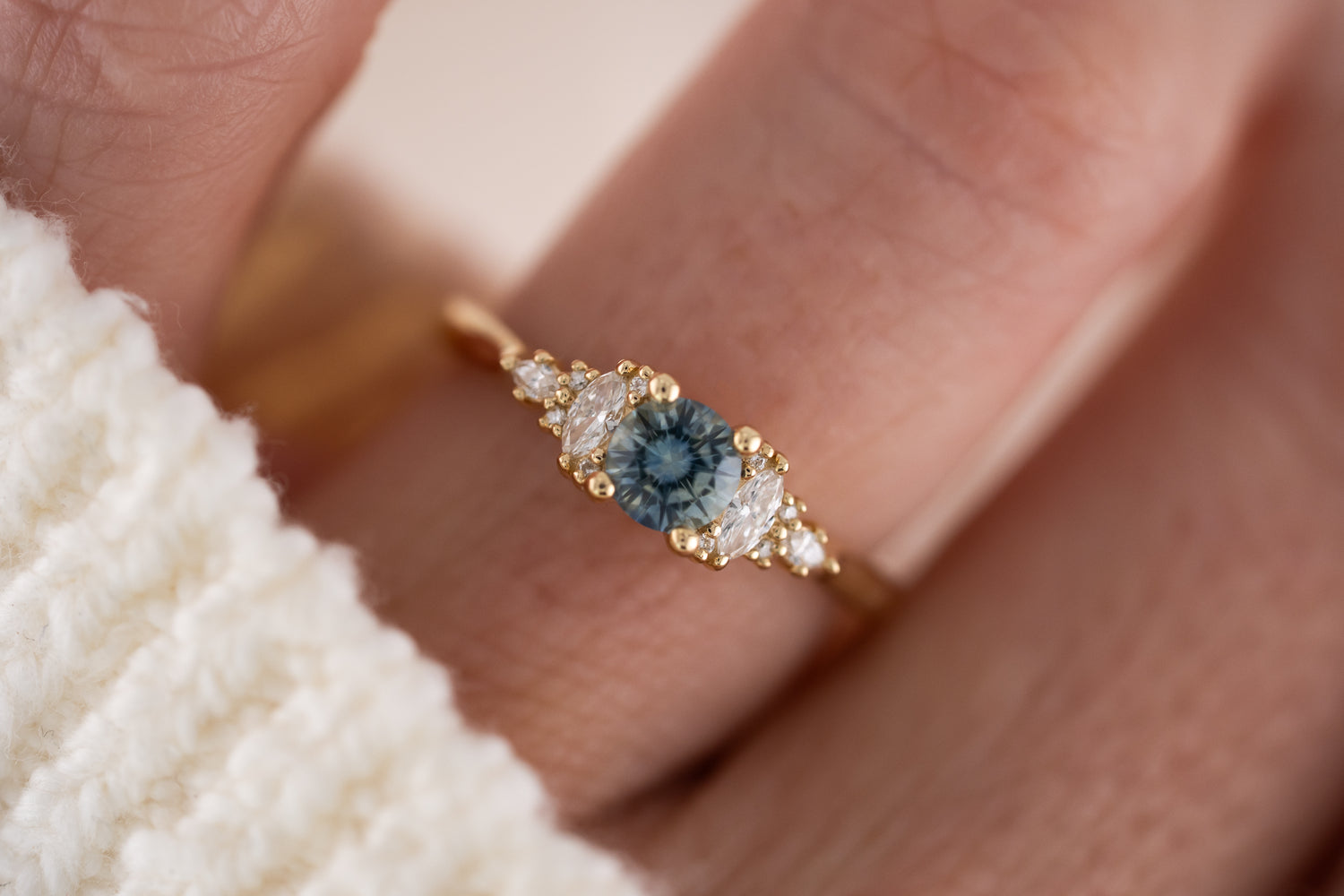 The Maeve Ring | 0.56 CT Round Blue Montana Sapphire - Lavender Creek Gems