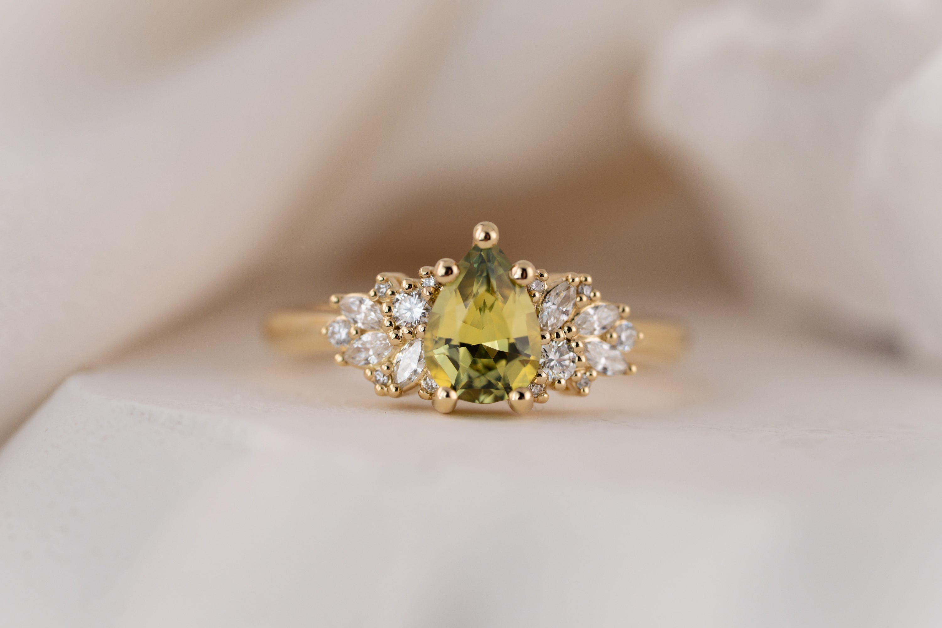The Rosalie Ring | 1.09 CT Pear Green Sapphire - Lavender Creek Gems