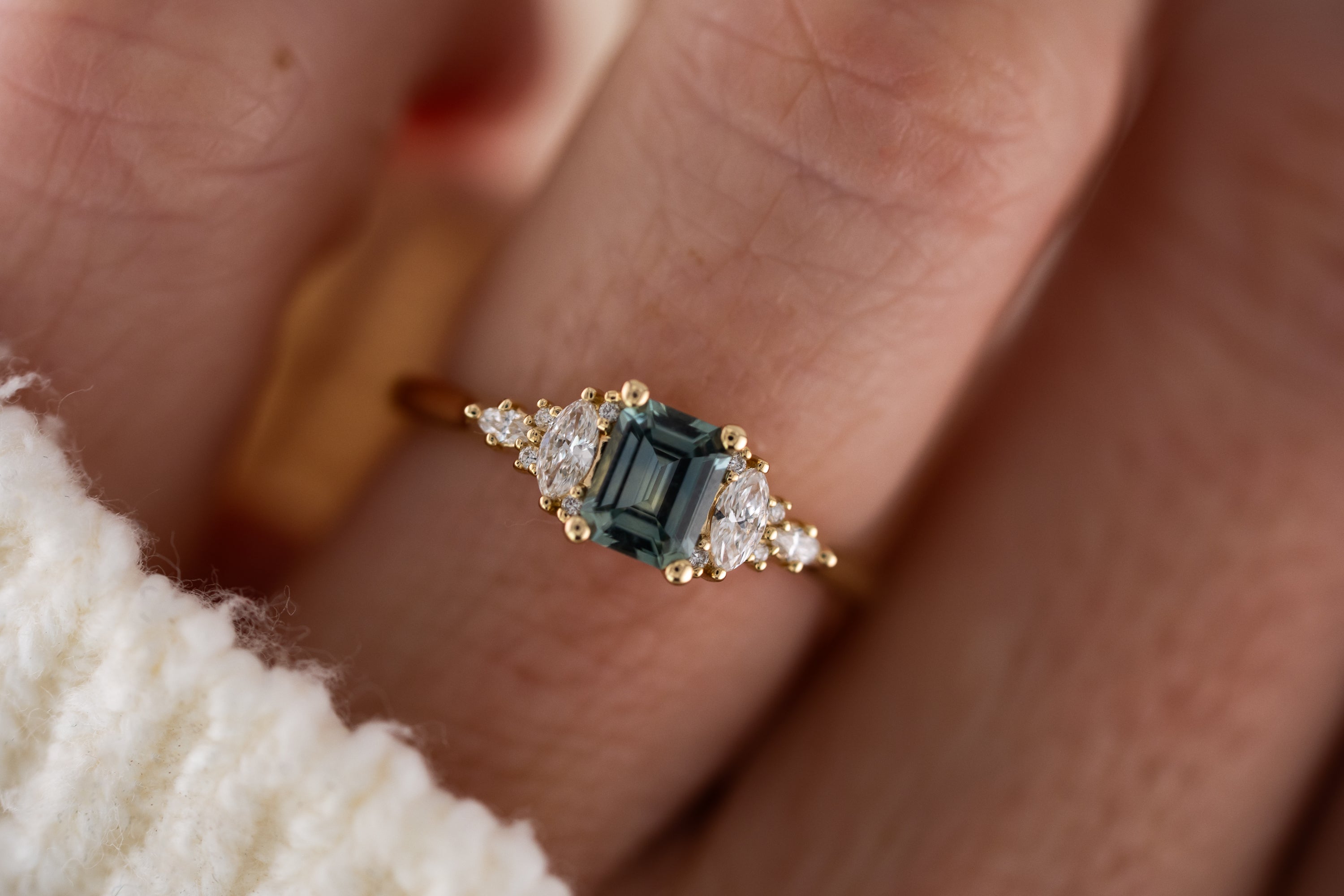 The Maeve Ring | 0.62 CT Emerald Cut Blue Montana Sapphire