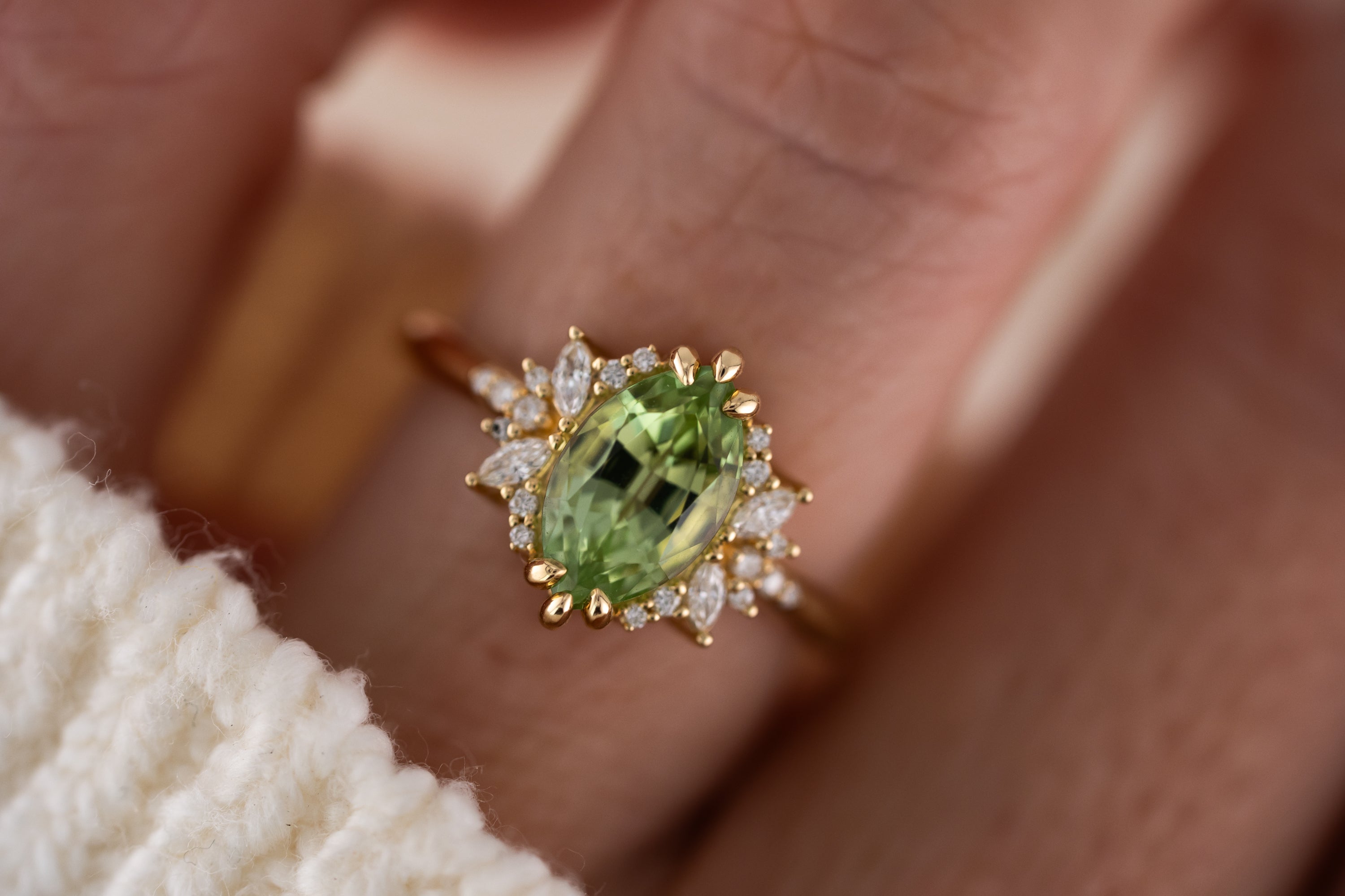The Reverie Ring | 1.95 CT Marquise Green Tourmaline - Lavender Creek Gems