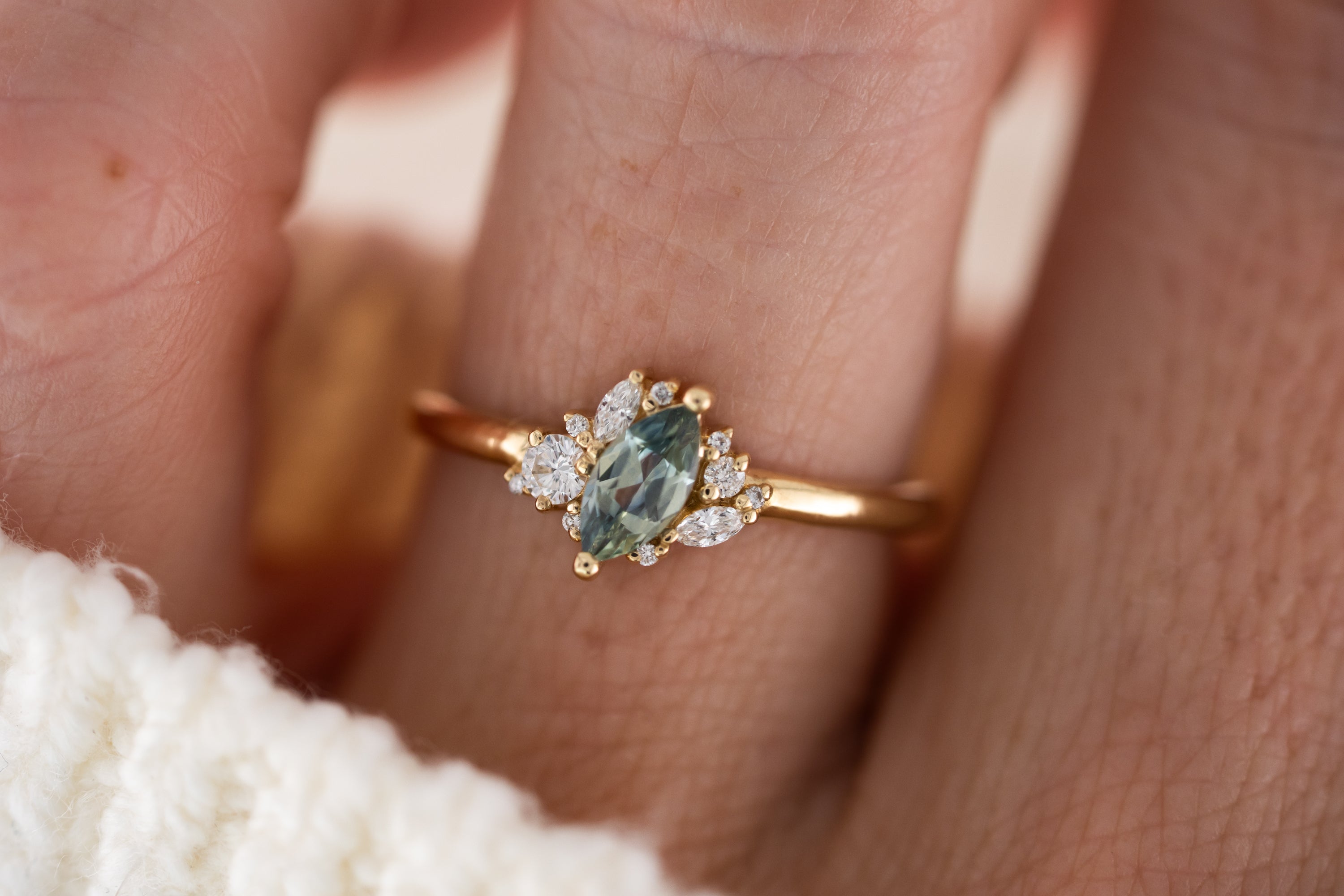 The Cosma Ring | 0.41 CT Marquise Montana Sapphire