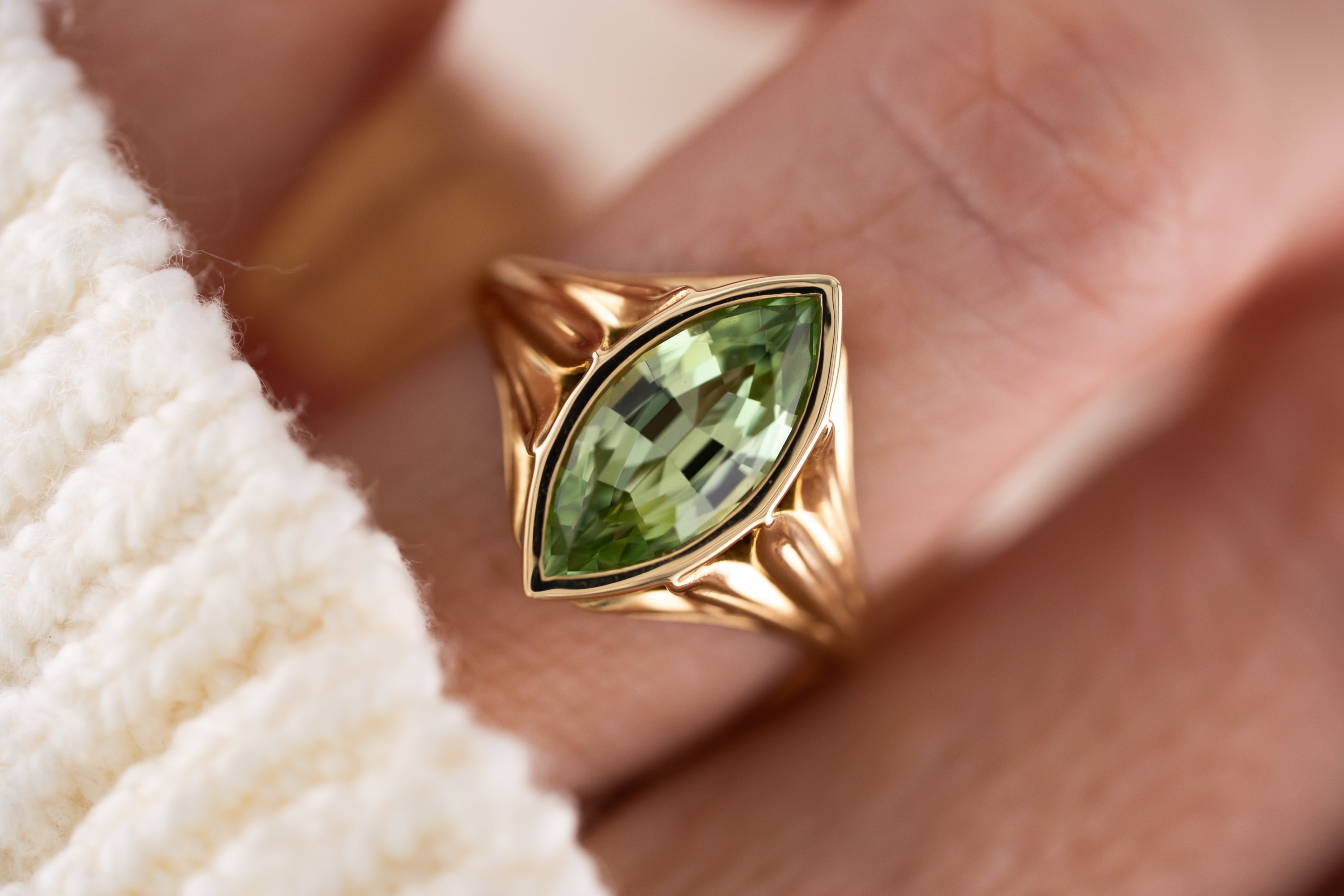 The Nightbloom Ring | 2.71 CT Marquise Mint Green Tourmaline
