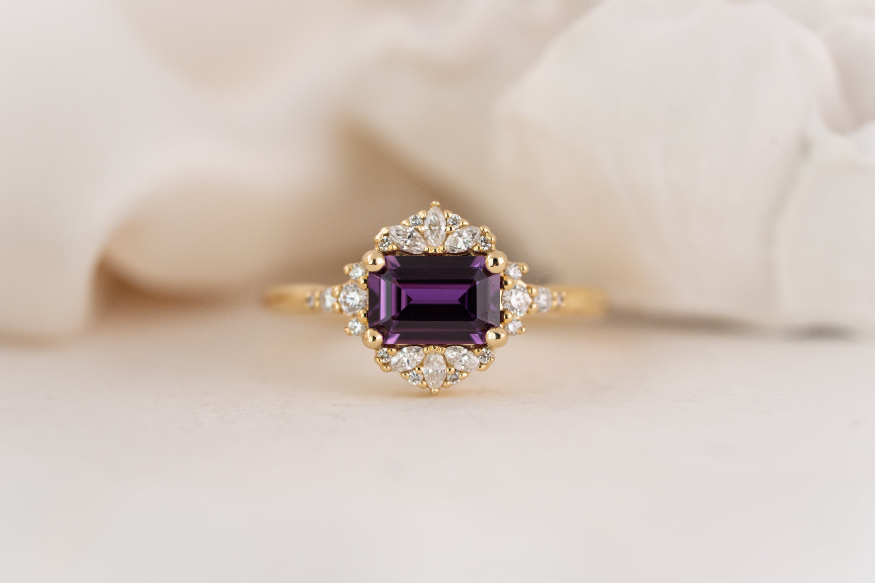 The Comtesse Ring | 1.15 CT Emerald Cut Royal Purple Sapphire