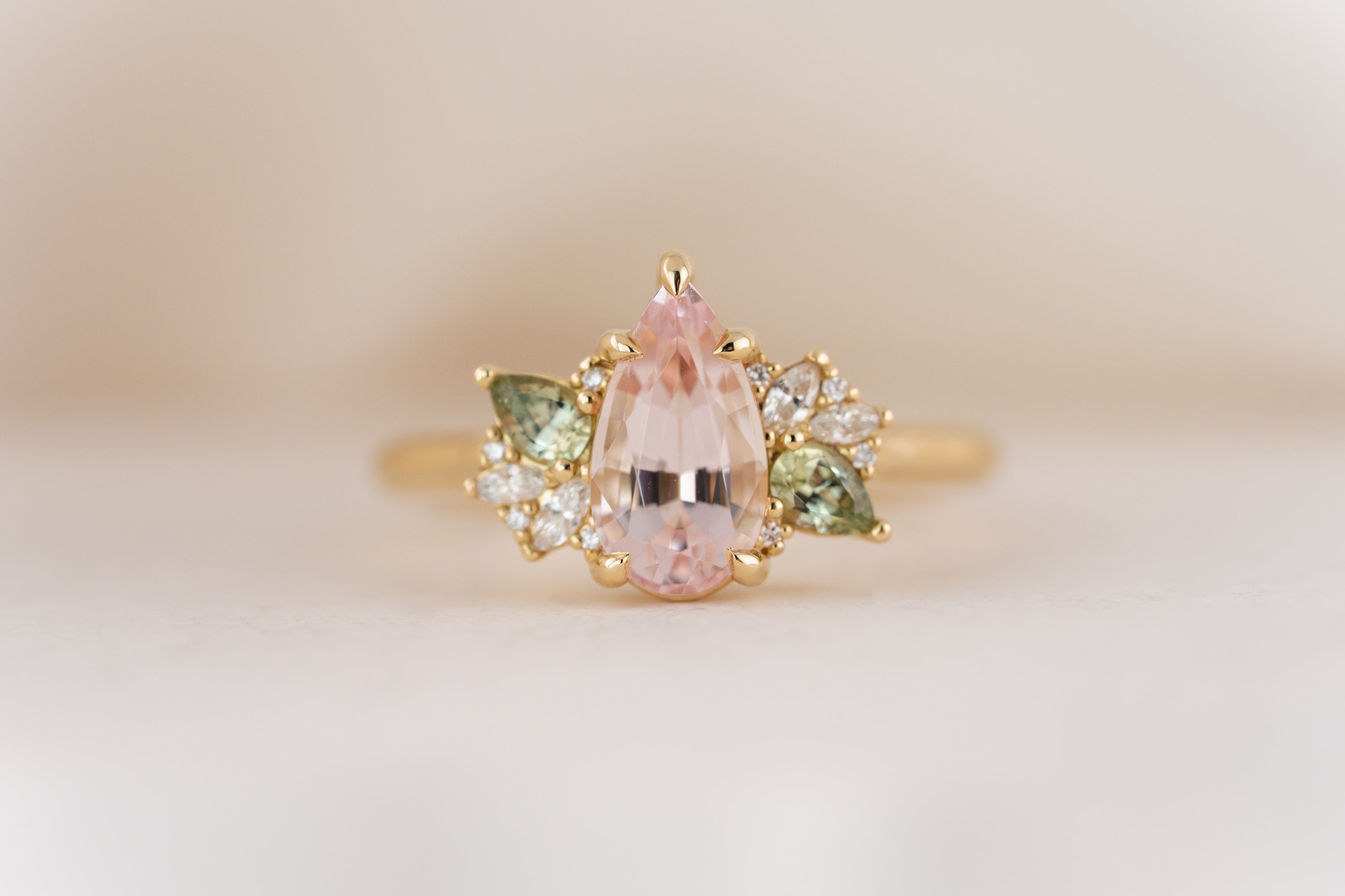 The Fleur Ring | 1.52 CT Pear Morganite