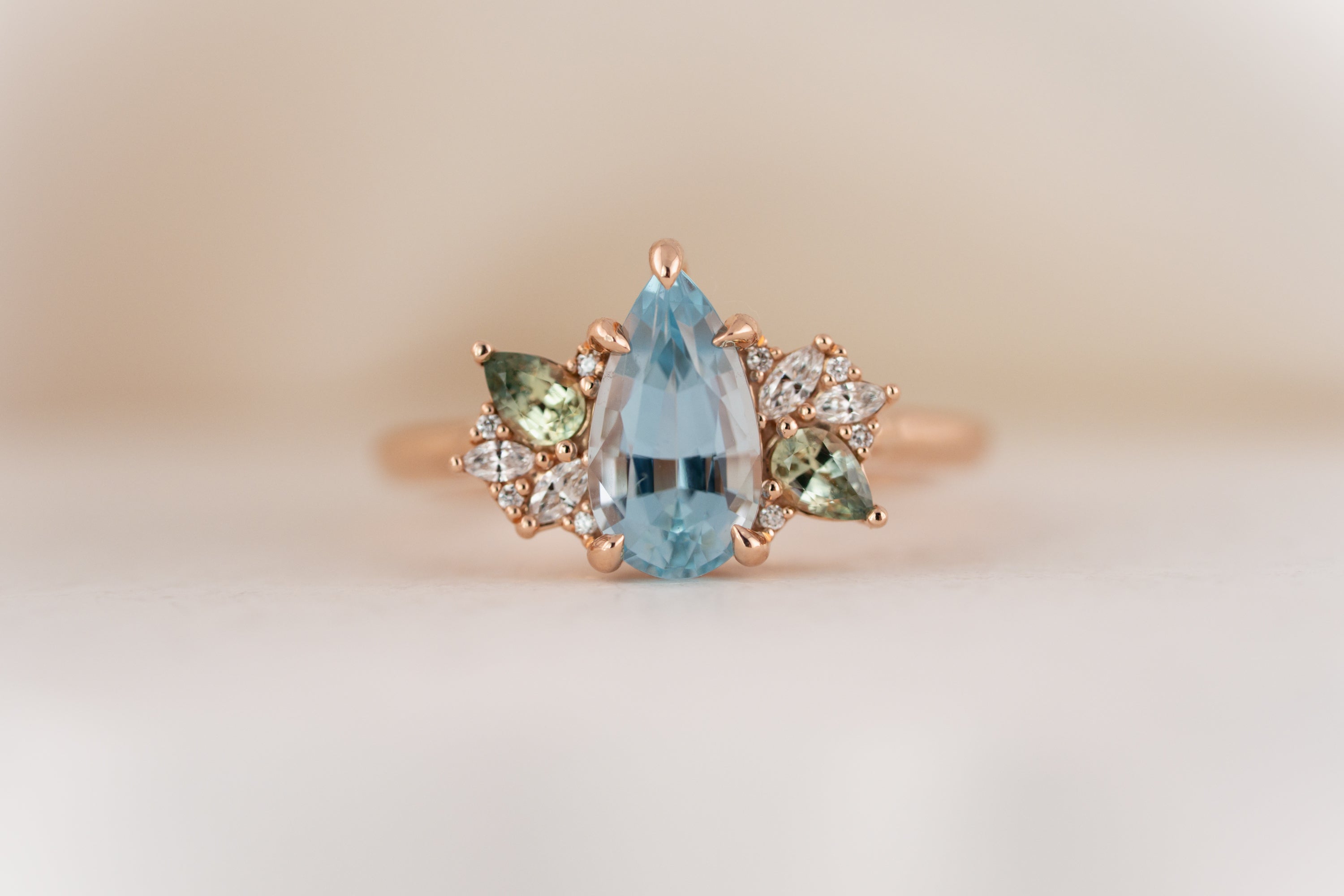 The Fleur Ring | 1.5 CT Pear Aquamarine