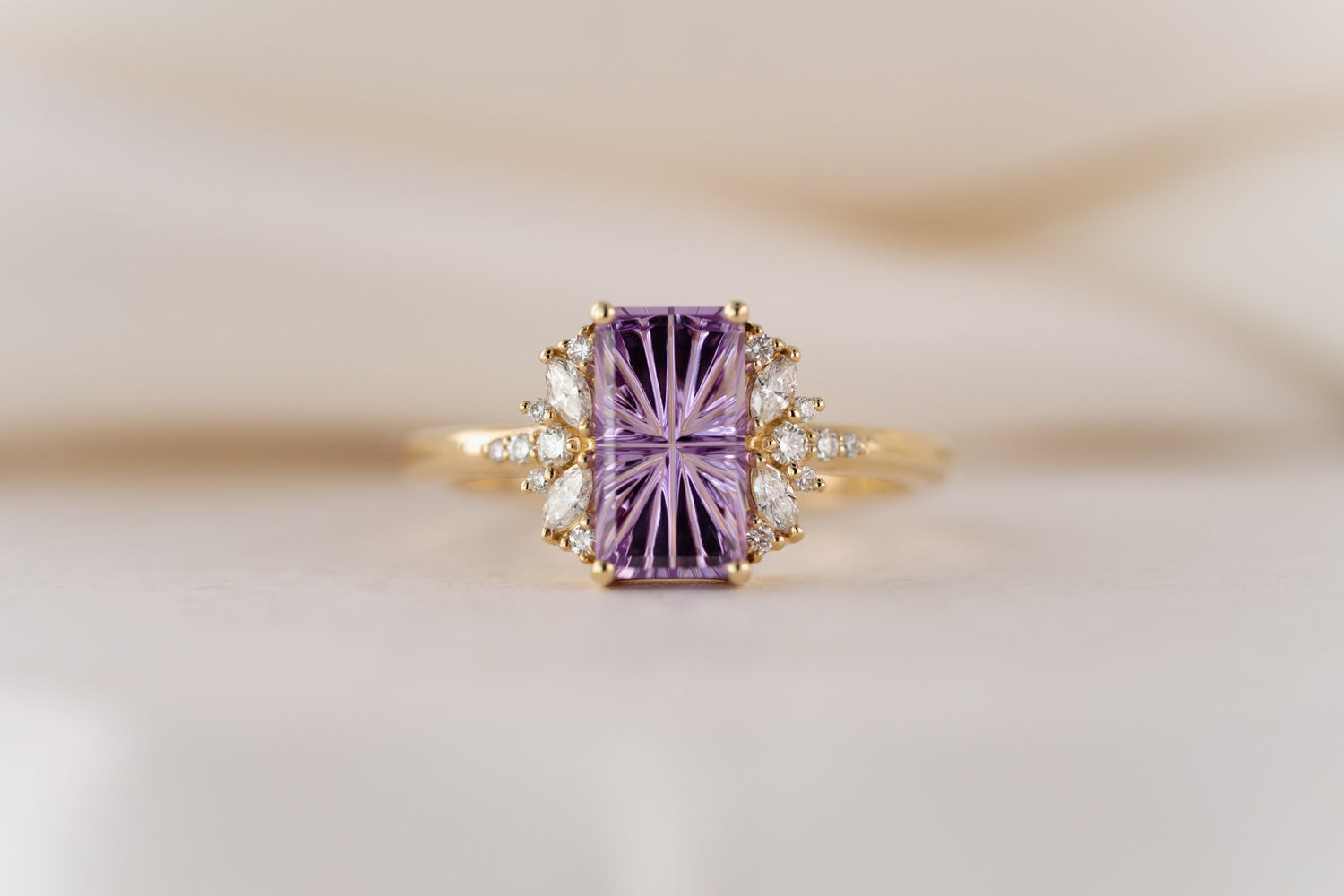 The Reverie Ring | 2.2 CT Rectangular Starbrite™ Purple Sapphire - Lavender Creek Gems