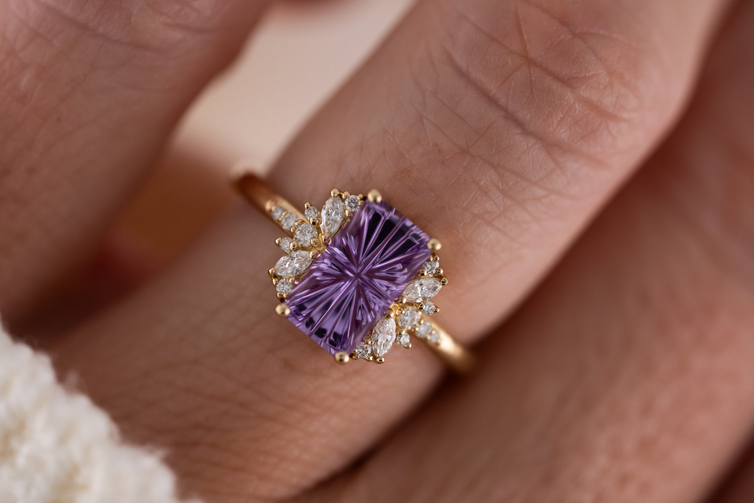 The Reverie Ring | 2.2 CT Rectangular Starbrite™ Purple Sapphire - Lavender Creek Gems