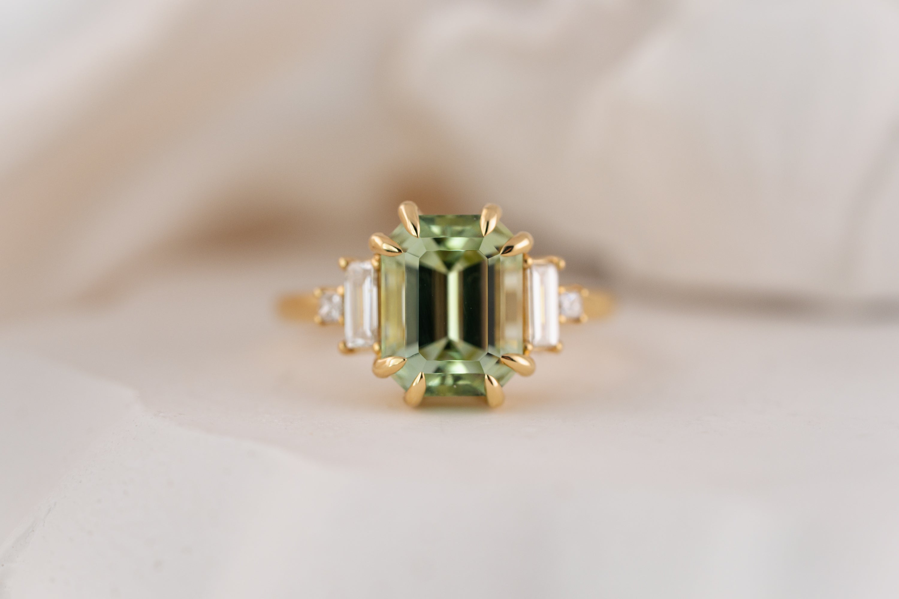 The Mira Ring | 4.21 CT Emerald Cut Mint Green Tourmaline