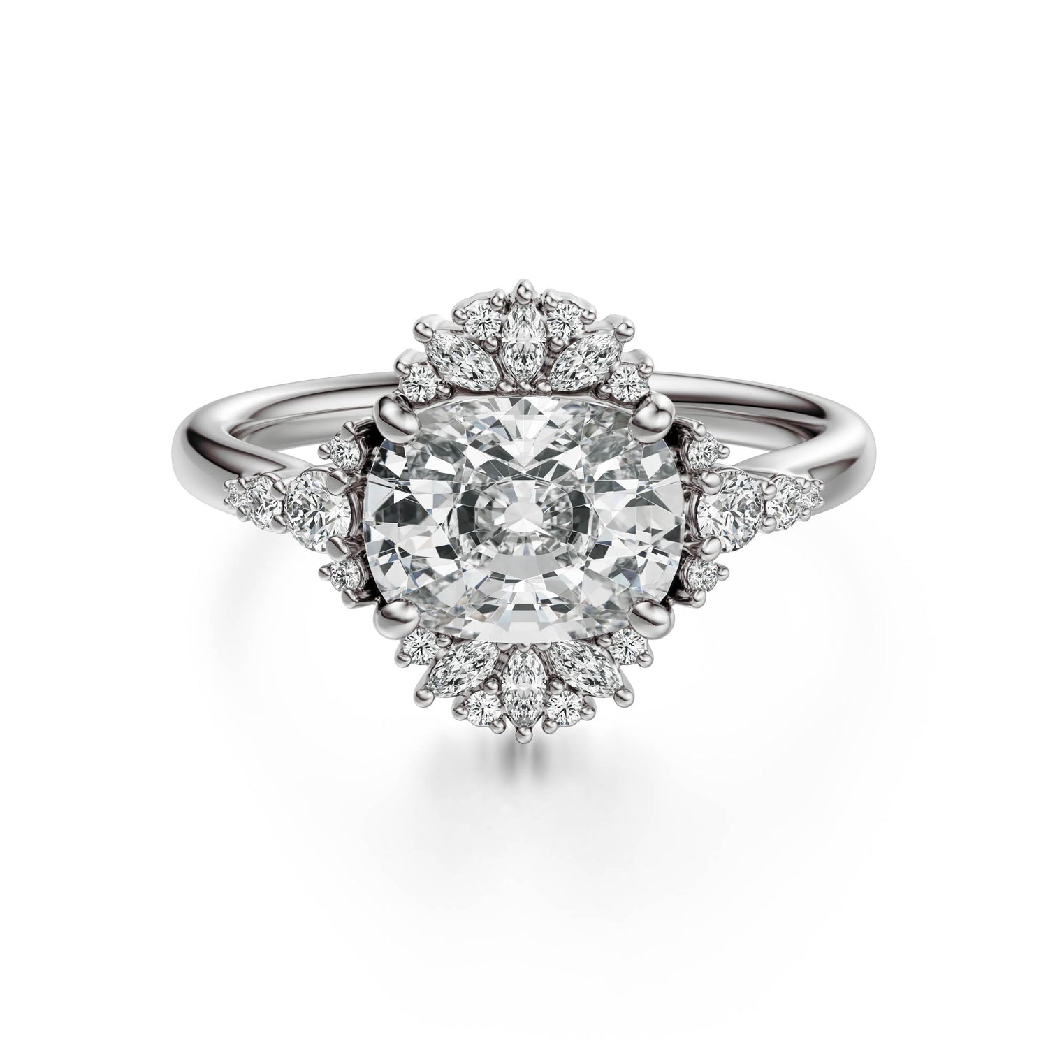 The Comtesse Ring | Elongated Cushion | Setting Only - Lavender Creek Gems