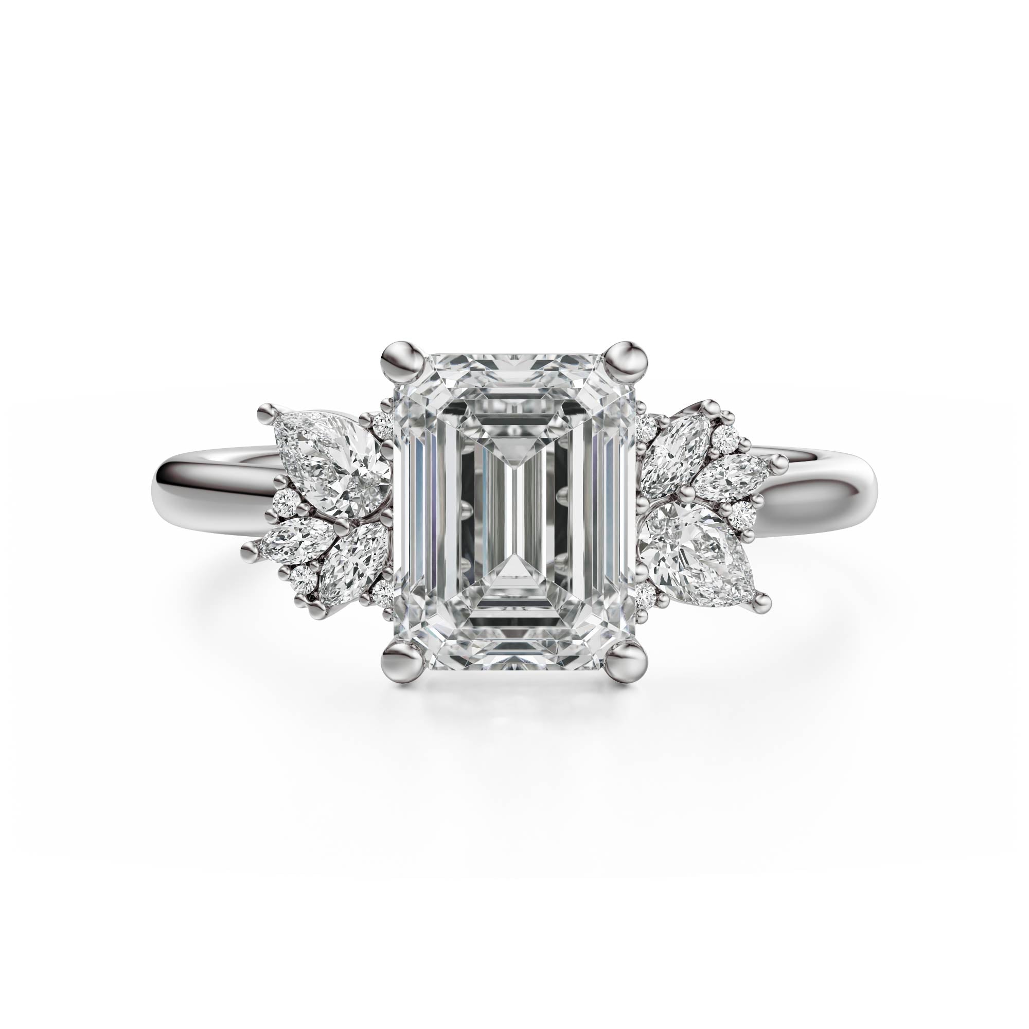 The Diamond Fleur Ring | Emerald Cut | Setting Only - Lavender Creek Gems