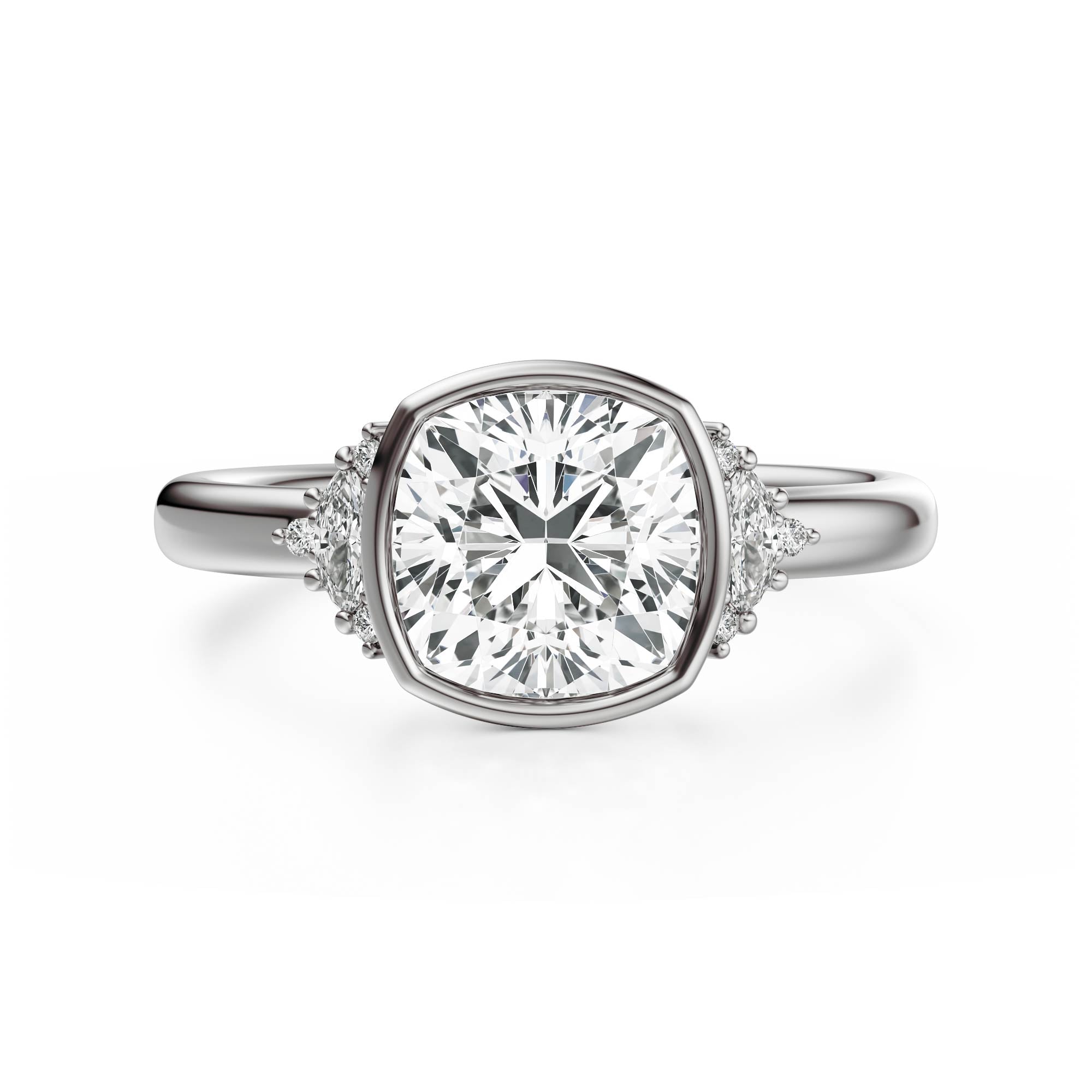 The Bezel Maren Ring | Cushion | Setting Only - Lavender Creek Gems