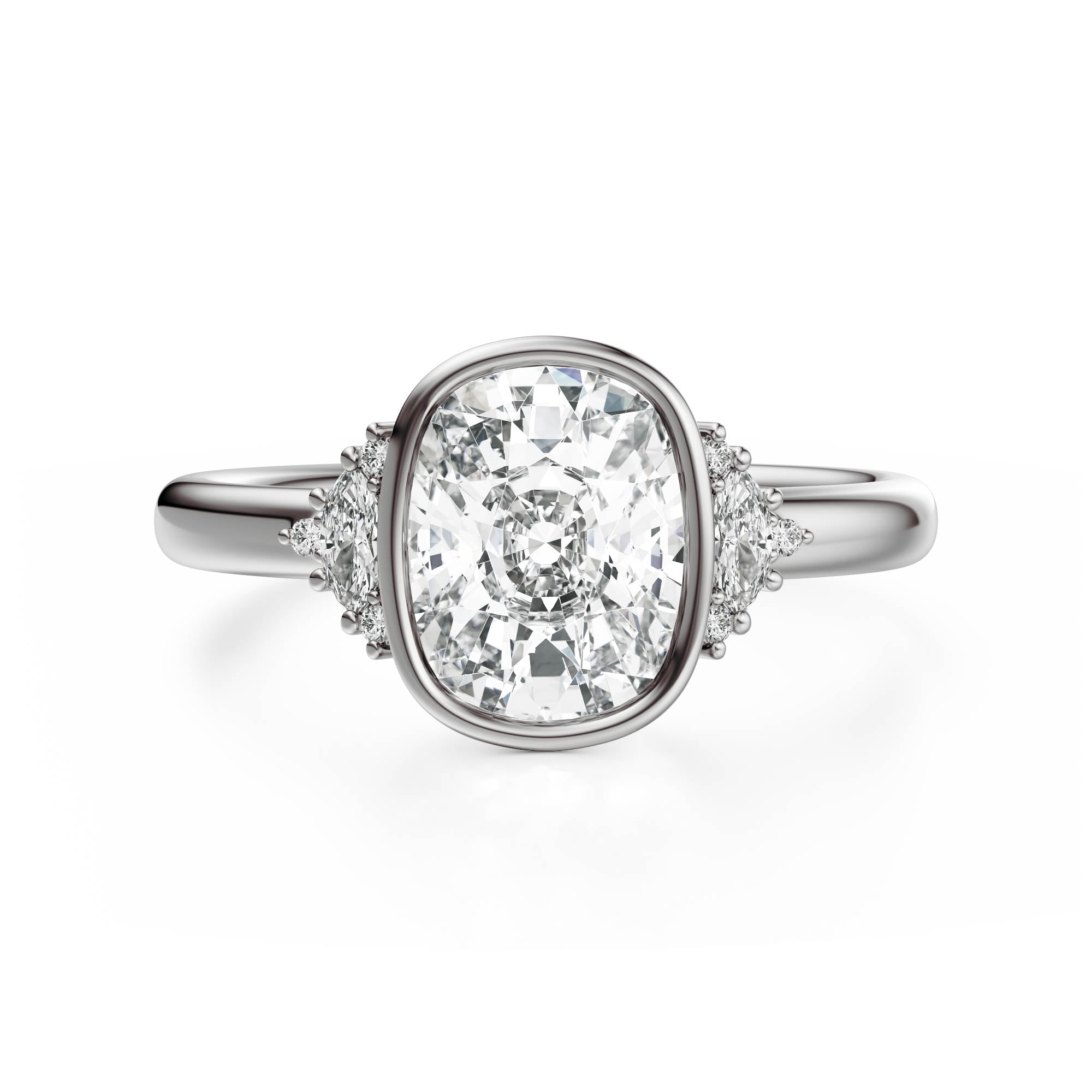The Bezel Maren Ring | Elongated Cushion | Setting Only - Lavender Creek Gems