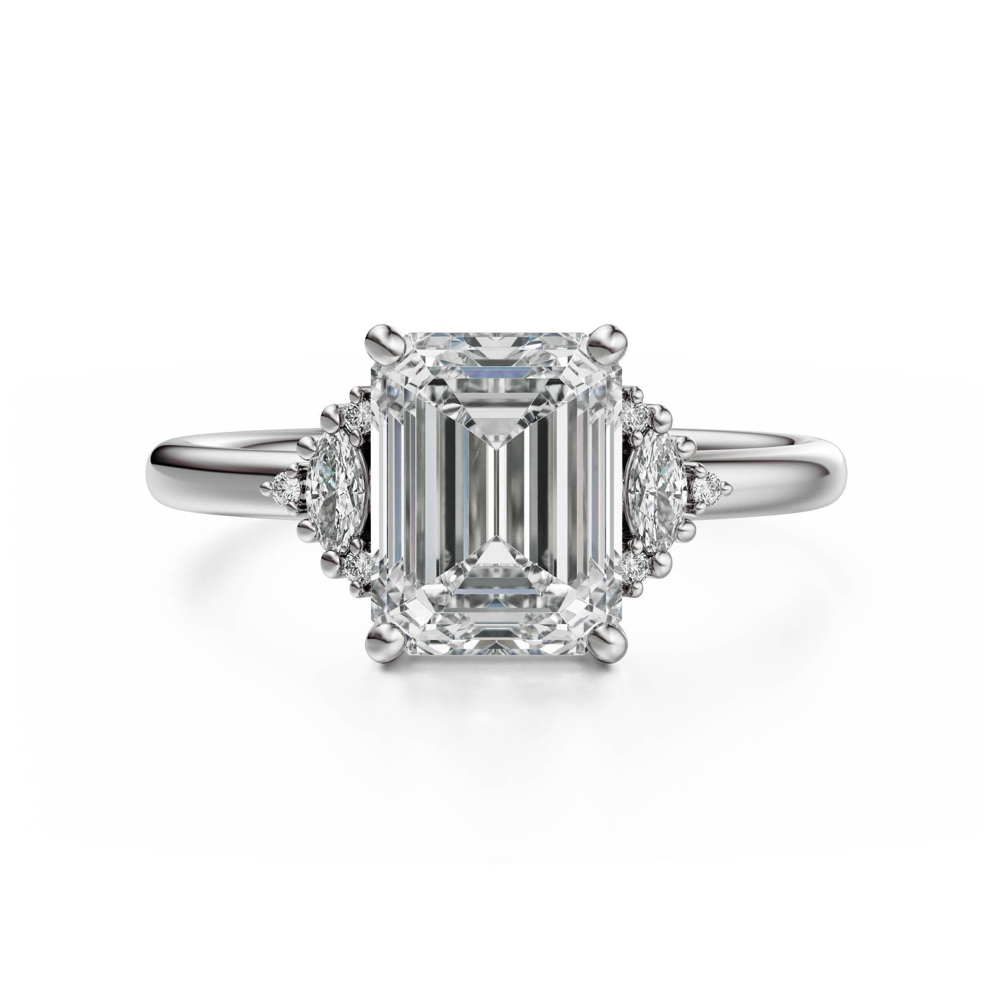 The Low Maren Ring | Emerald Cut | Setting Only