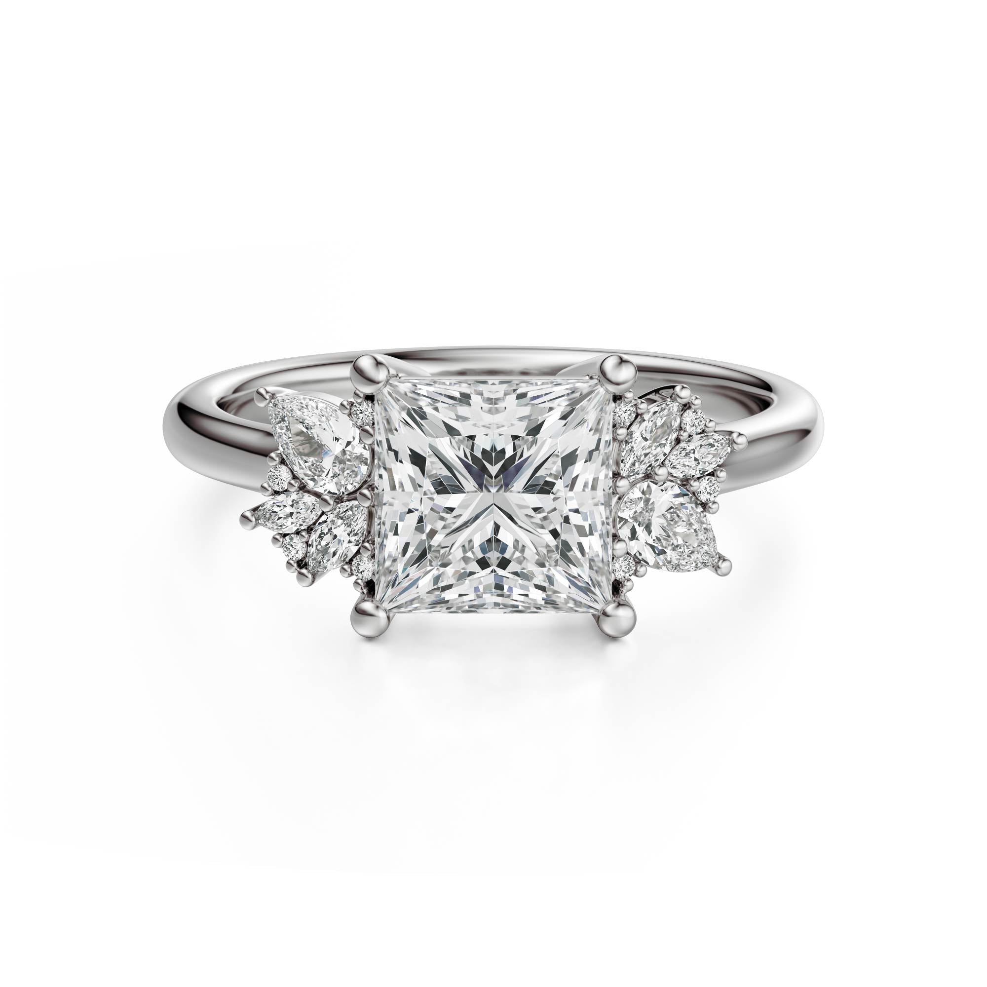 The Diamond Fleur Ring | Princess | Setting Only - Lavender Creek Gems