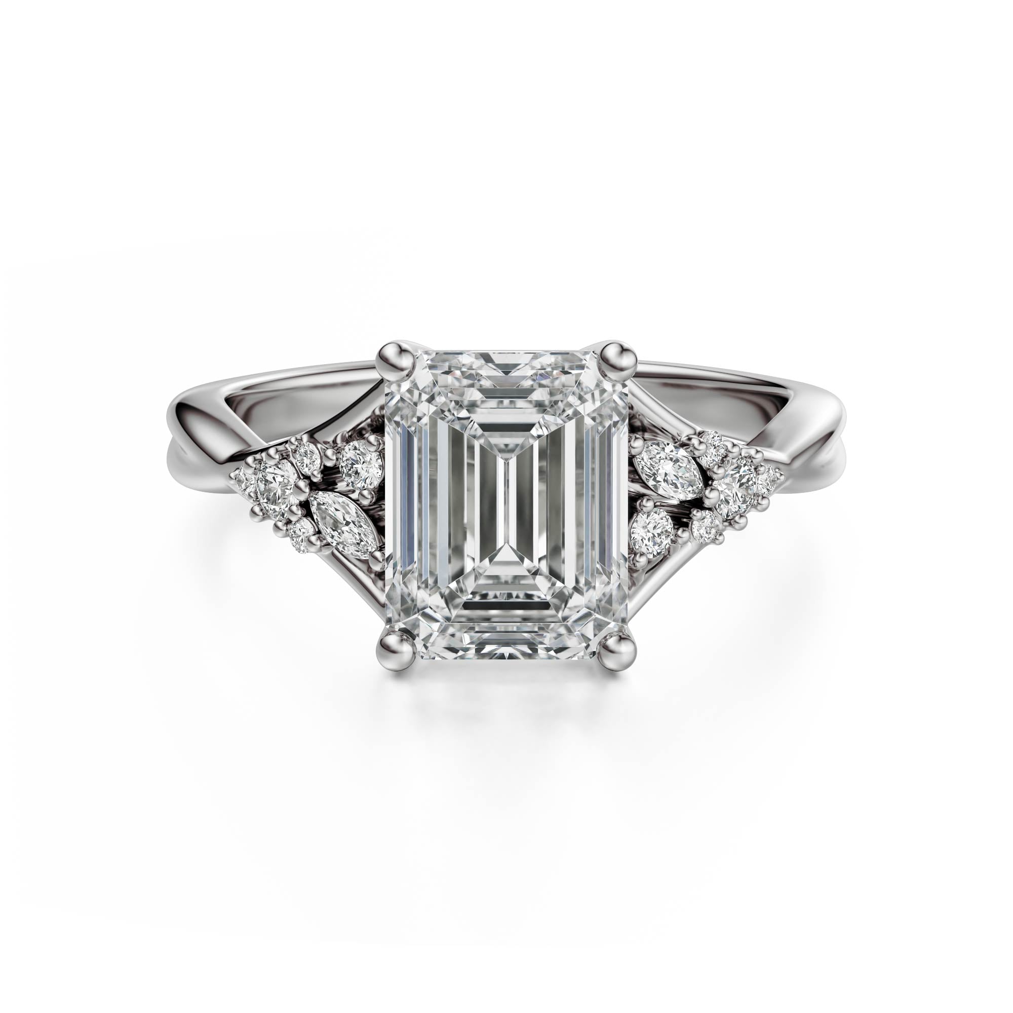 The Lyria Ring | Emerald Cut | Setting Only