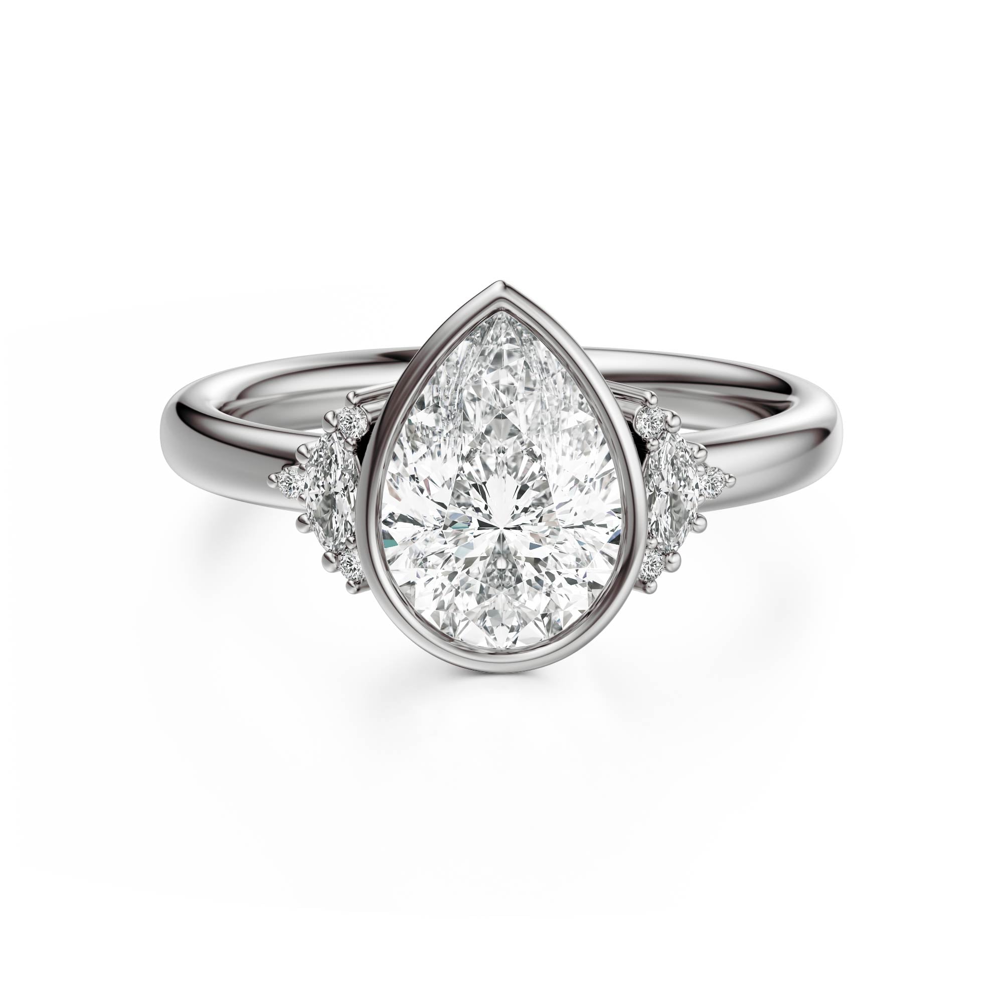 The Bezel Maren Ring | Pear | Setting Only - Lavender Creek Gems